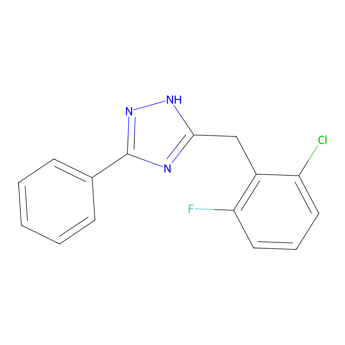 5-[(2-chloro-6-fluorophenyl)methyl]-3-phenyl-1H-1,2,4-triazole molecular structure, CAS 1308236-60-3