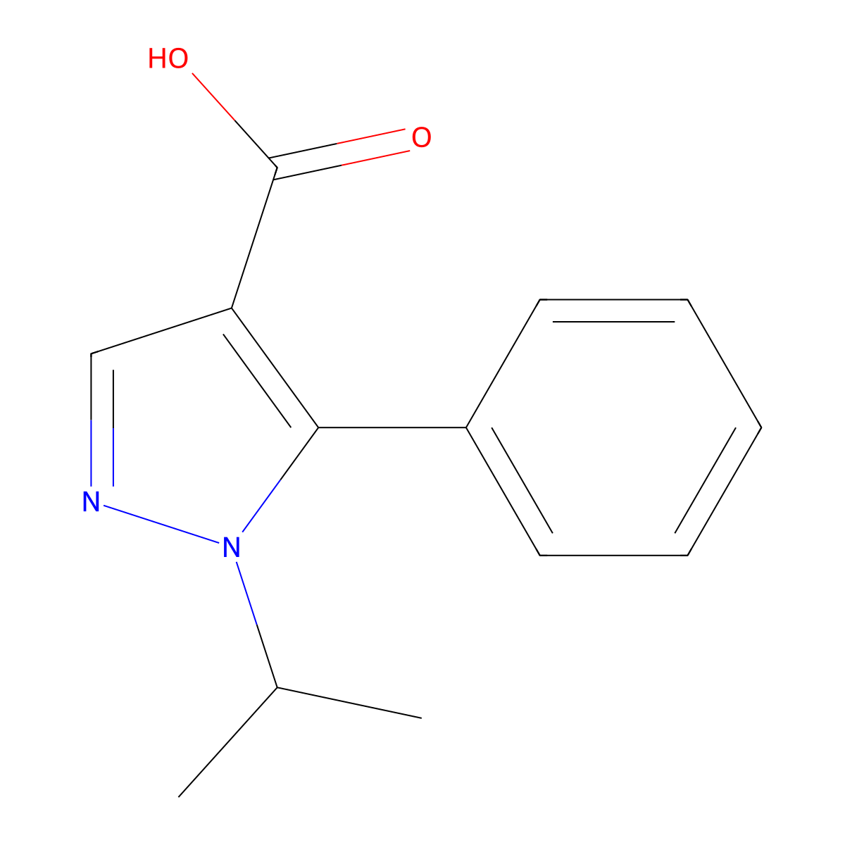 5-phenyl-1-(propan-2-yl)-1H-pyrazole-4-carboxylic acid molecular structure, CAS 1308236-66-9