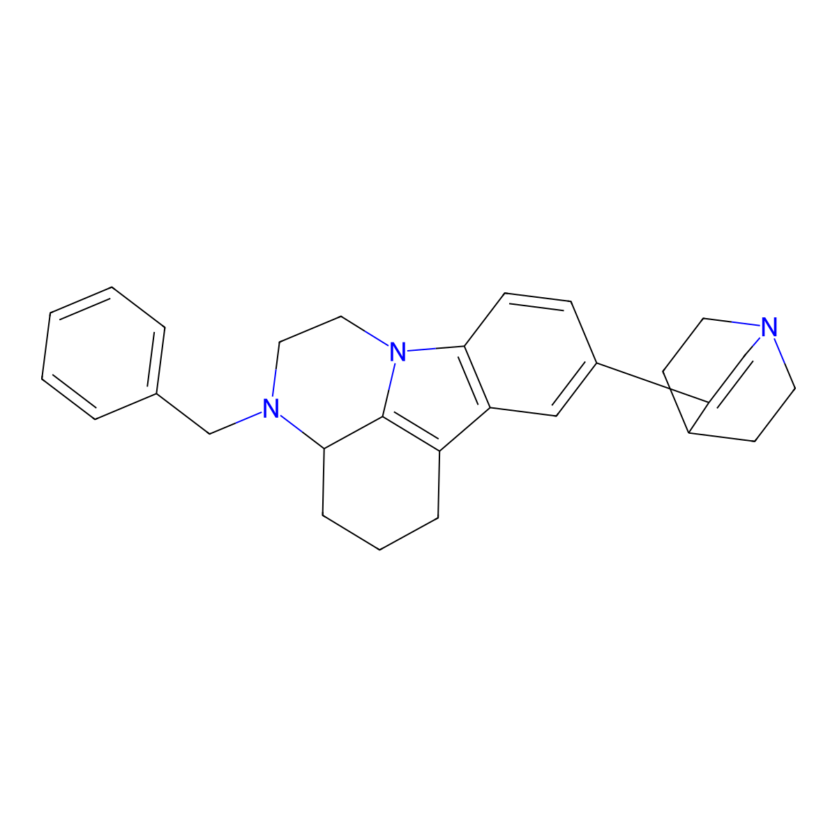 8-(1-azabicyclo[2.2.2]oct-2-en-3-yl)-3-benzyl-2,3,3a,4,5,6-hexahydro-1H-pyrazino[3,2,1-jk]carbazole molecular structure, CAS 130824-85-0