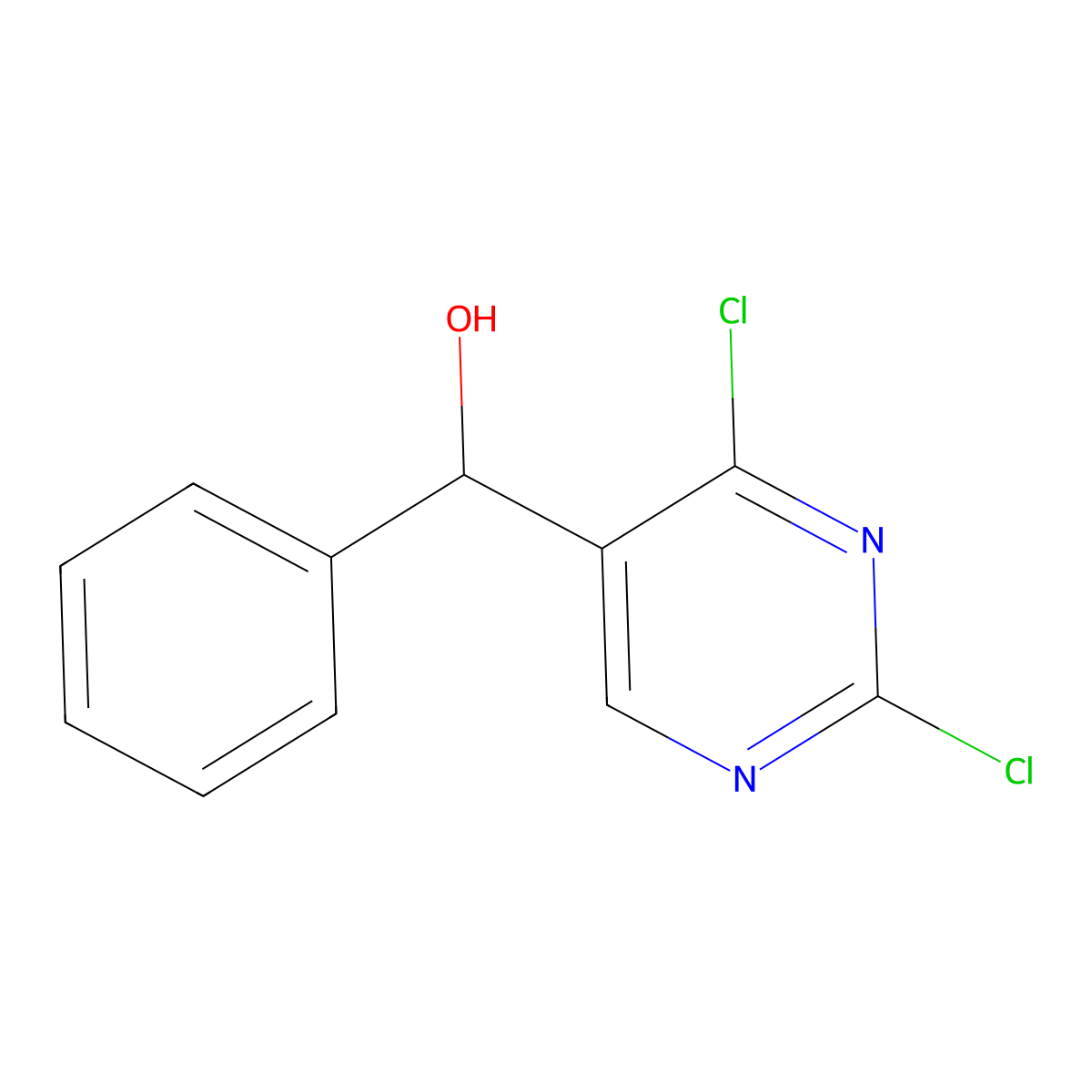 (2,4-Dichloropyrimidin-5-yl)(phenyl)methanol molecular structure, CAS 130825-16-0