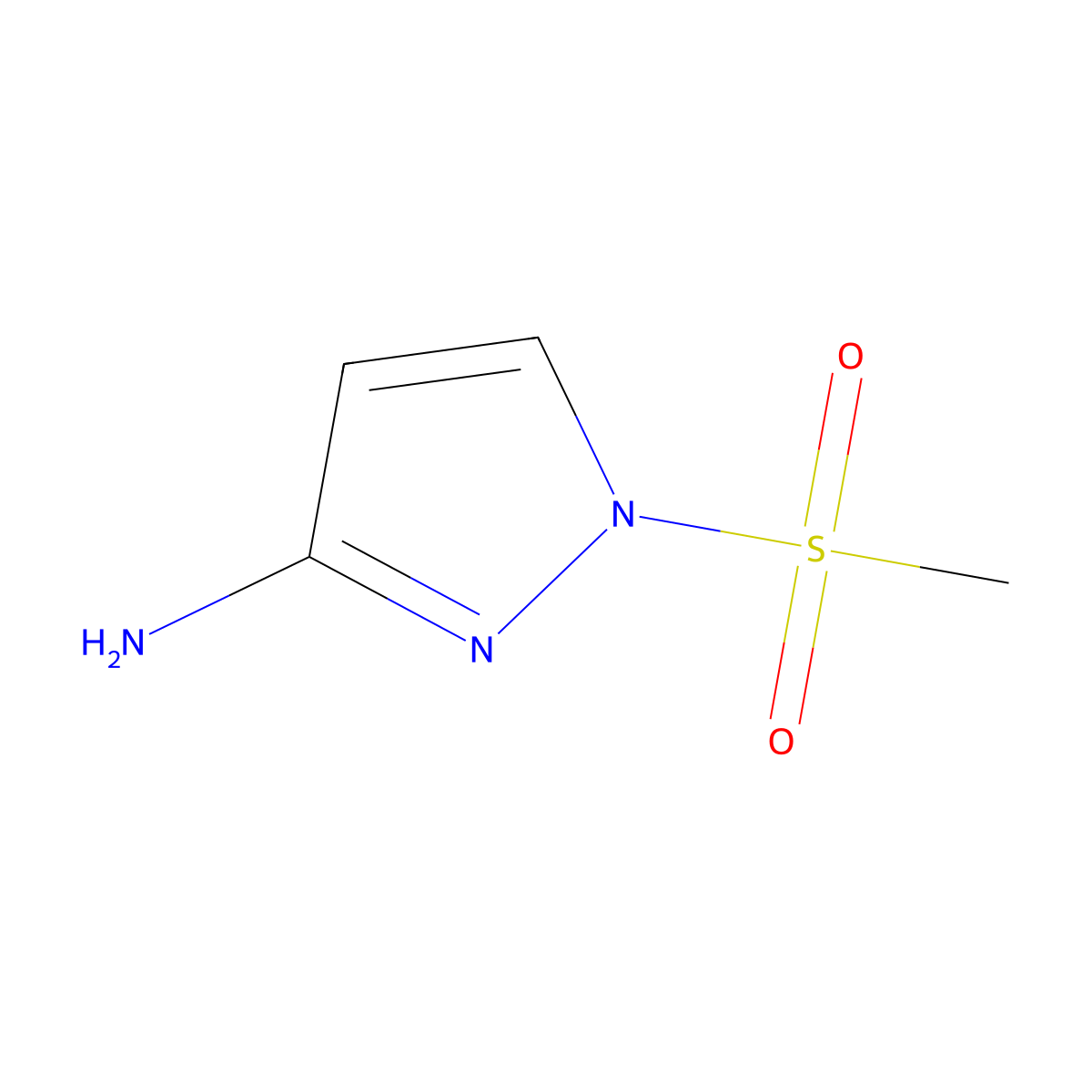 1-methanesulfonyl-1H-pyrazol-3-amine molecular structure, CAS 1308257-32-0