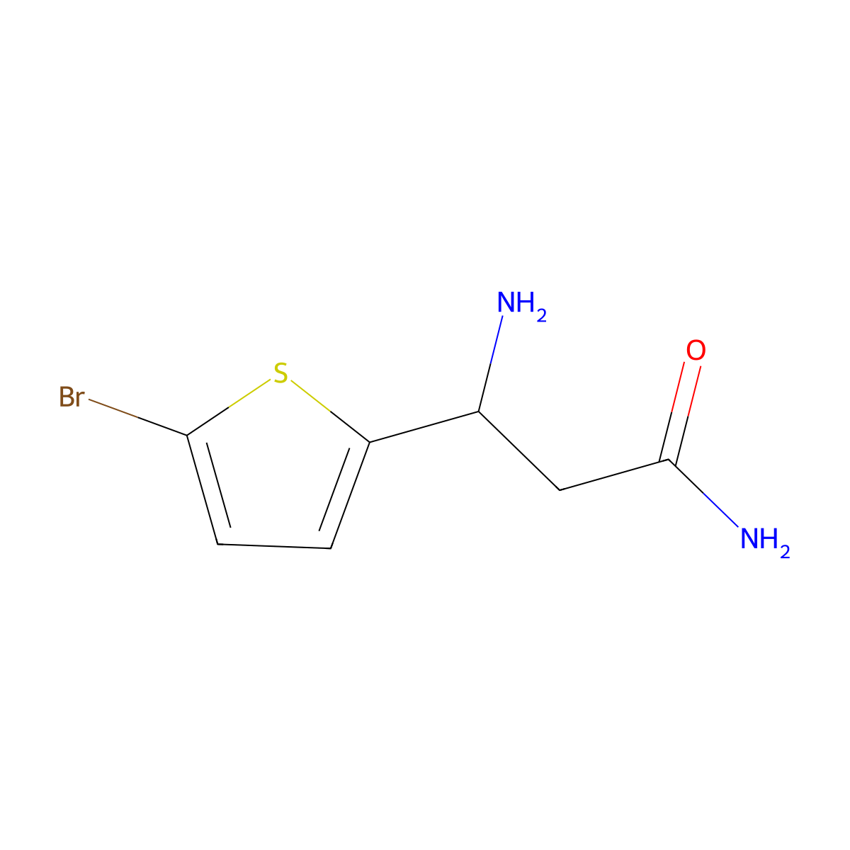 (3S)-3-amino-3-(5-bromothiophen-2-yl)propanamide molecular structure, CAS 1308263-35-5