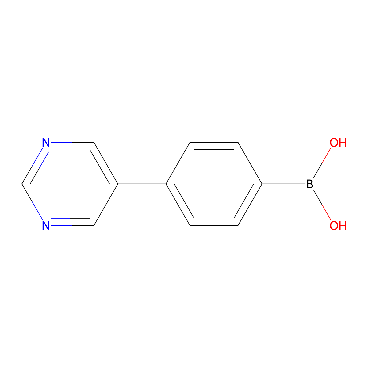 4-(Pyrimidin-5-yl)phenylboronic acid molecular structure, CAS 1308263-97-9