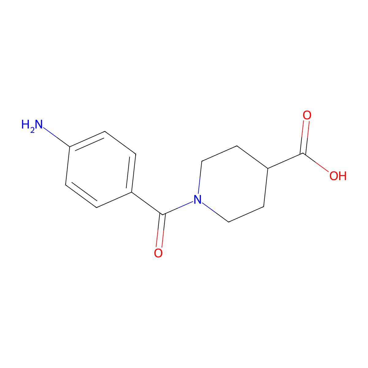 1-(4-Aminobenzoyl)piperidine-4-carboxylic acid molecular structure, CAS 1308299-34-4