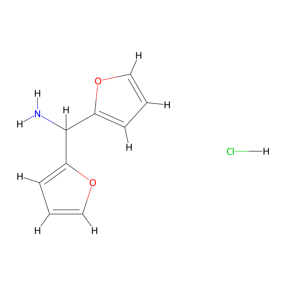 C,C-Di-furan-2-yl-methylamine hydrochloride molecular structure, CAS 1308319-50-7