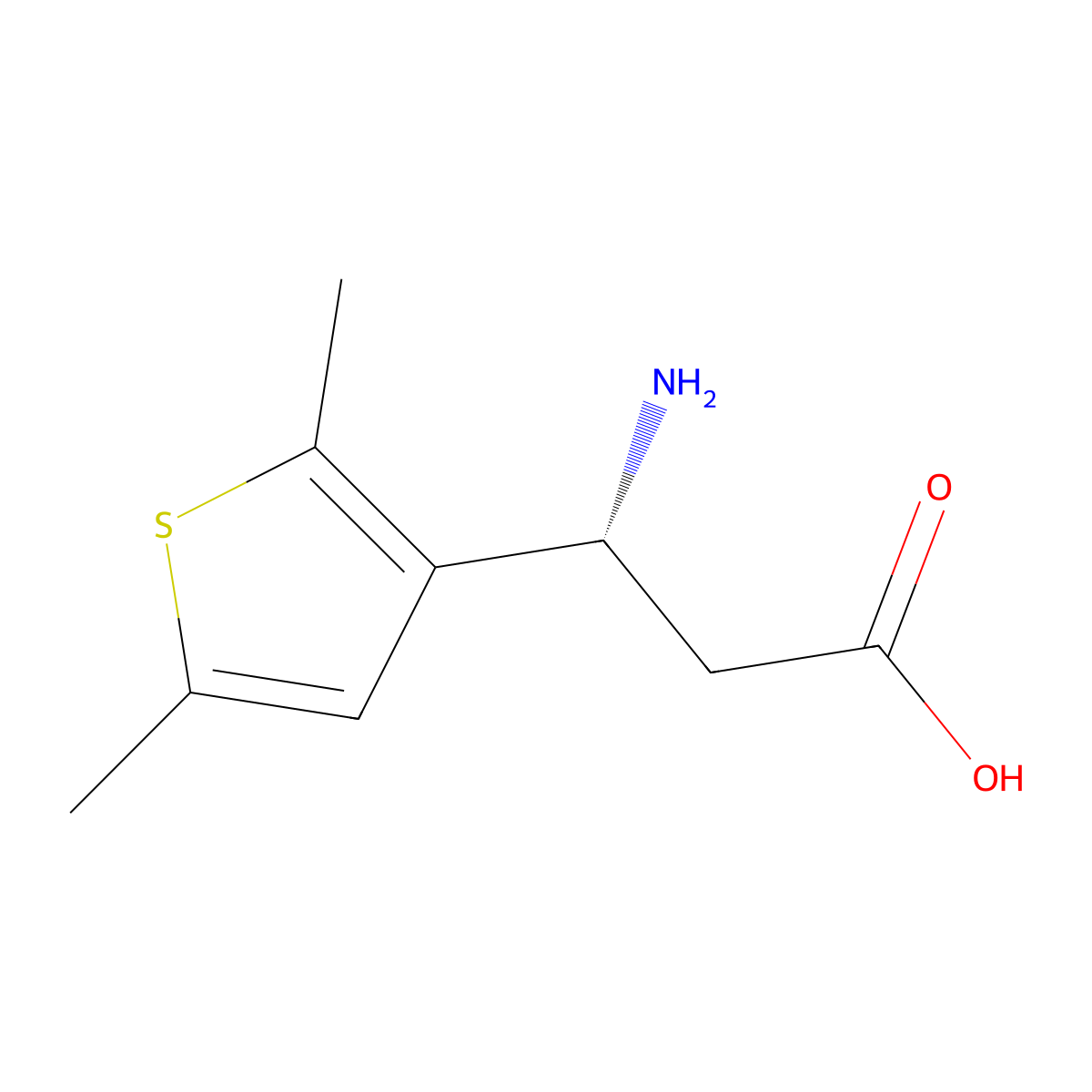 (3R)-3-Amino-3-(2,5-dimethylthiophen-3-YL)propanoic acid molecular structure, CAS 1308327-36-7
