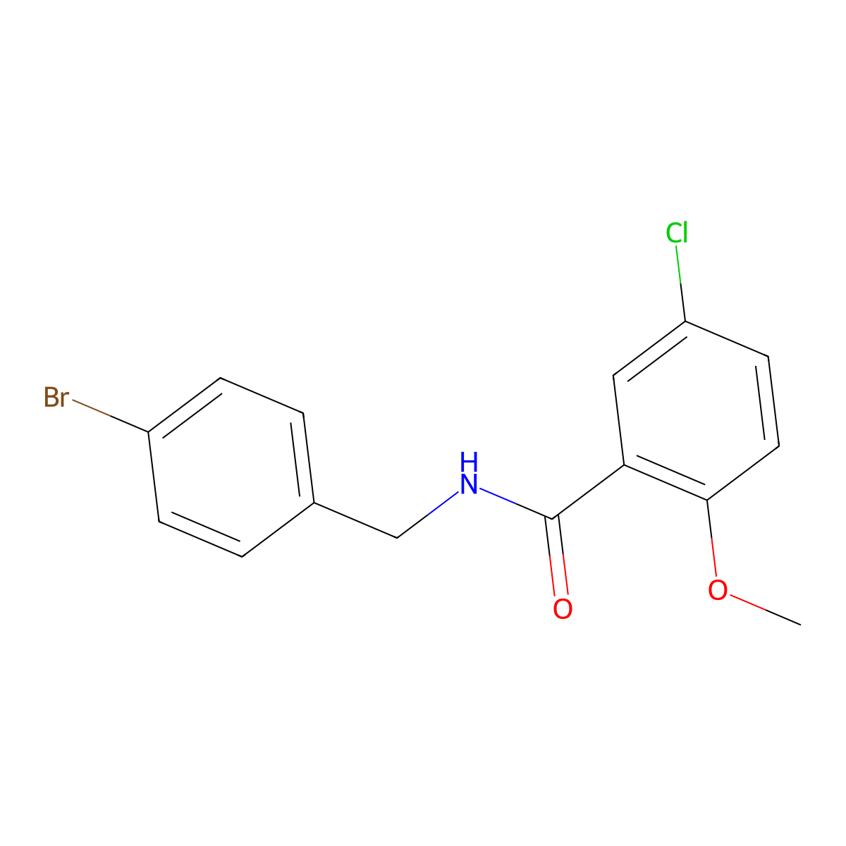 N-(4-bromobenzyl)-5-chloro-2-methoxybenzamide molecular structure, CAS 1308332-20-8
