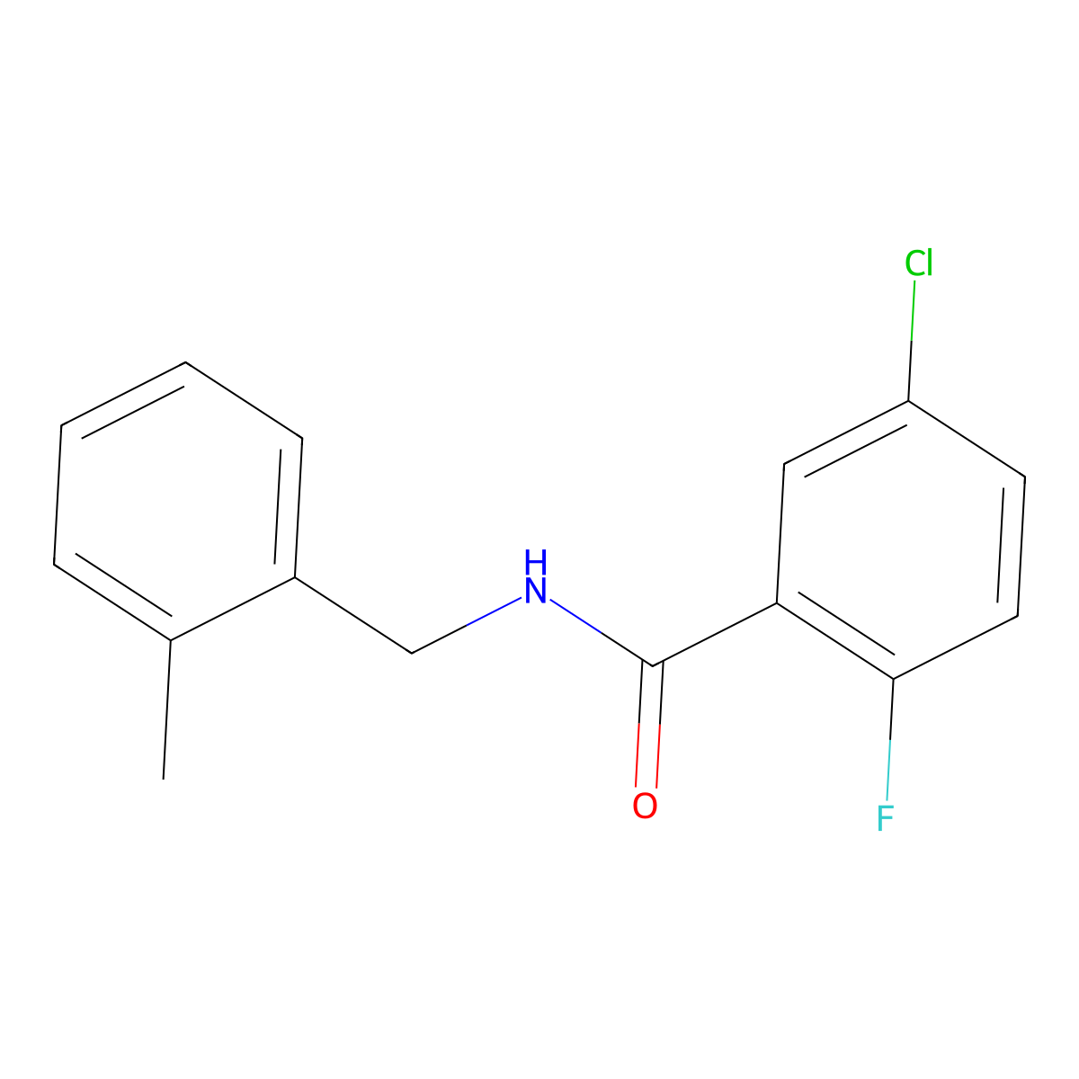 5-chloro-2-fluoro-N-[(2-methylphenyl)methyl]benzamide molecular structure, CAS 1308333-88-1