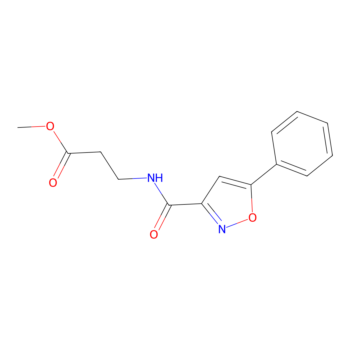 Methyl 3-(5-phenylisoxazole-3-carboxamido)propanoate molecular structure, CAS 1308337-52-1