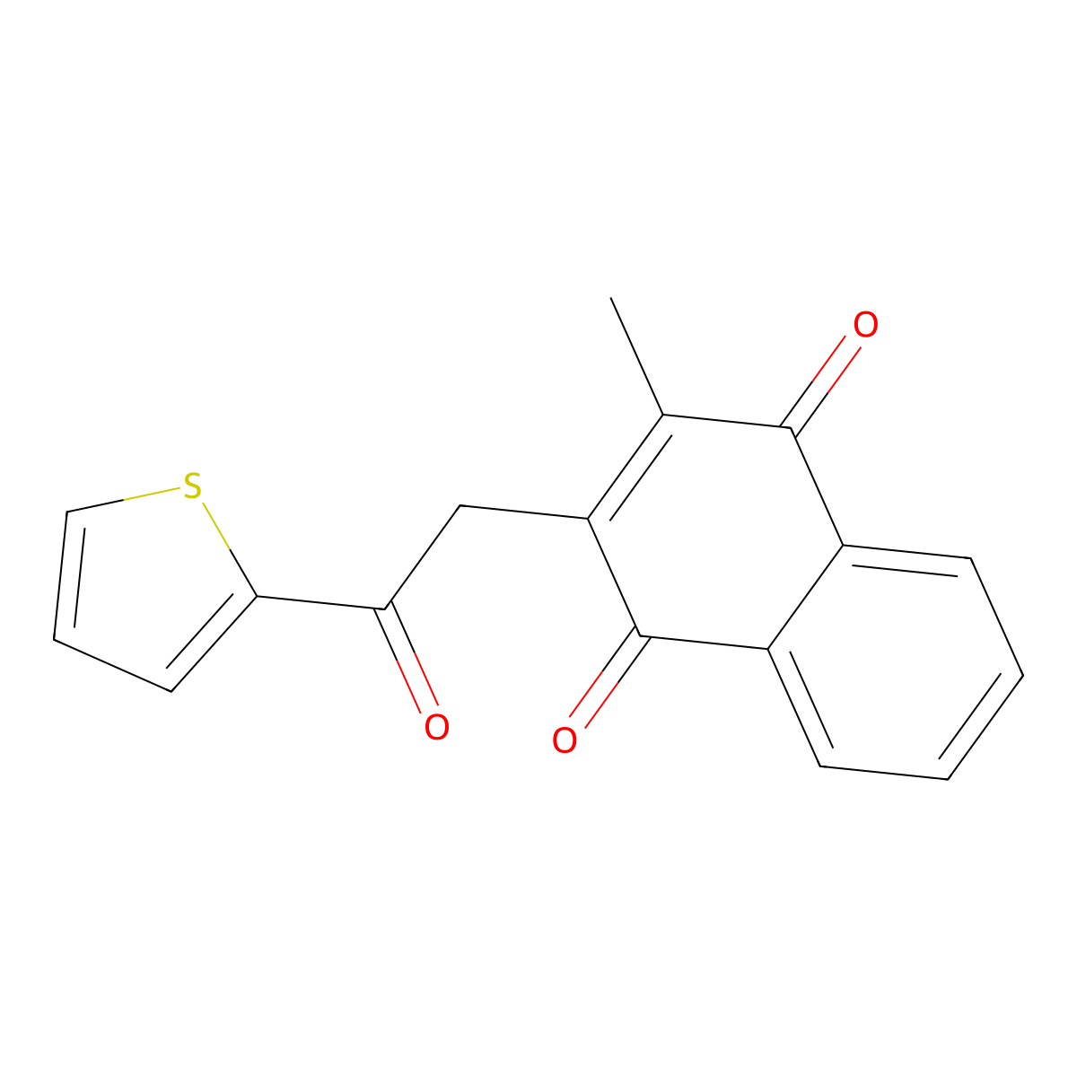 2-Methyl-3-(2-oxo-2-(thienyl)ethyl)naphthoquinone molecular structure, CAS 130836-94-1