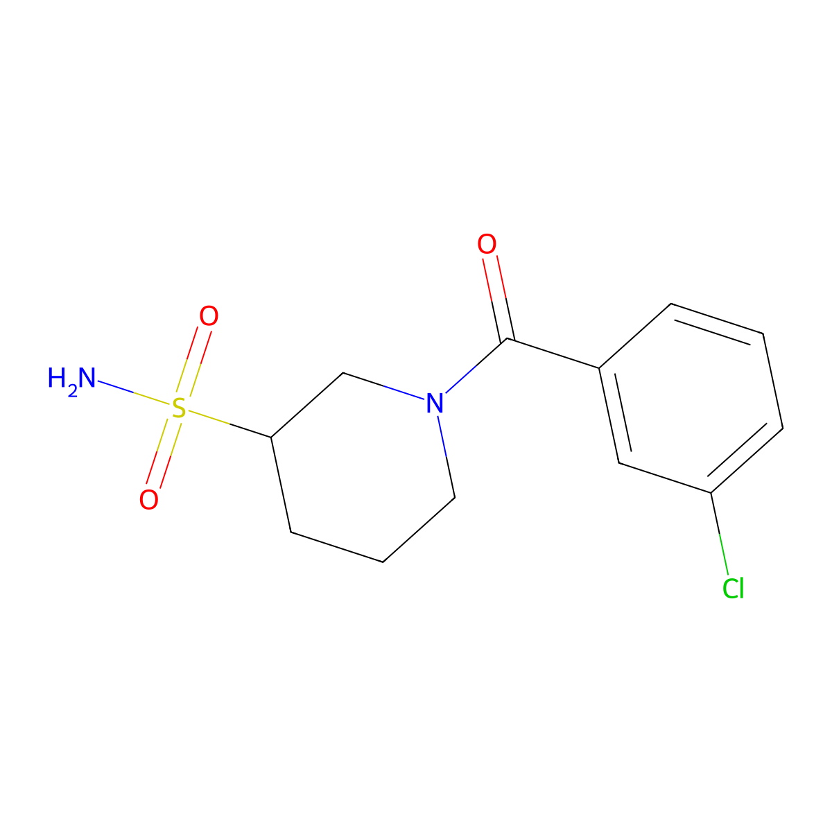 1-(3-Chlorobenzoyl)piperidine-3-sulfonamide molecular structure, CAS 1308368-09-3