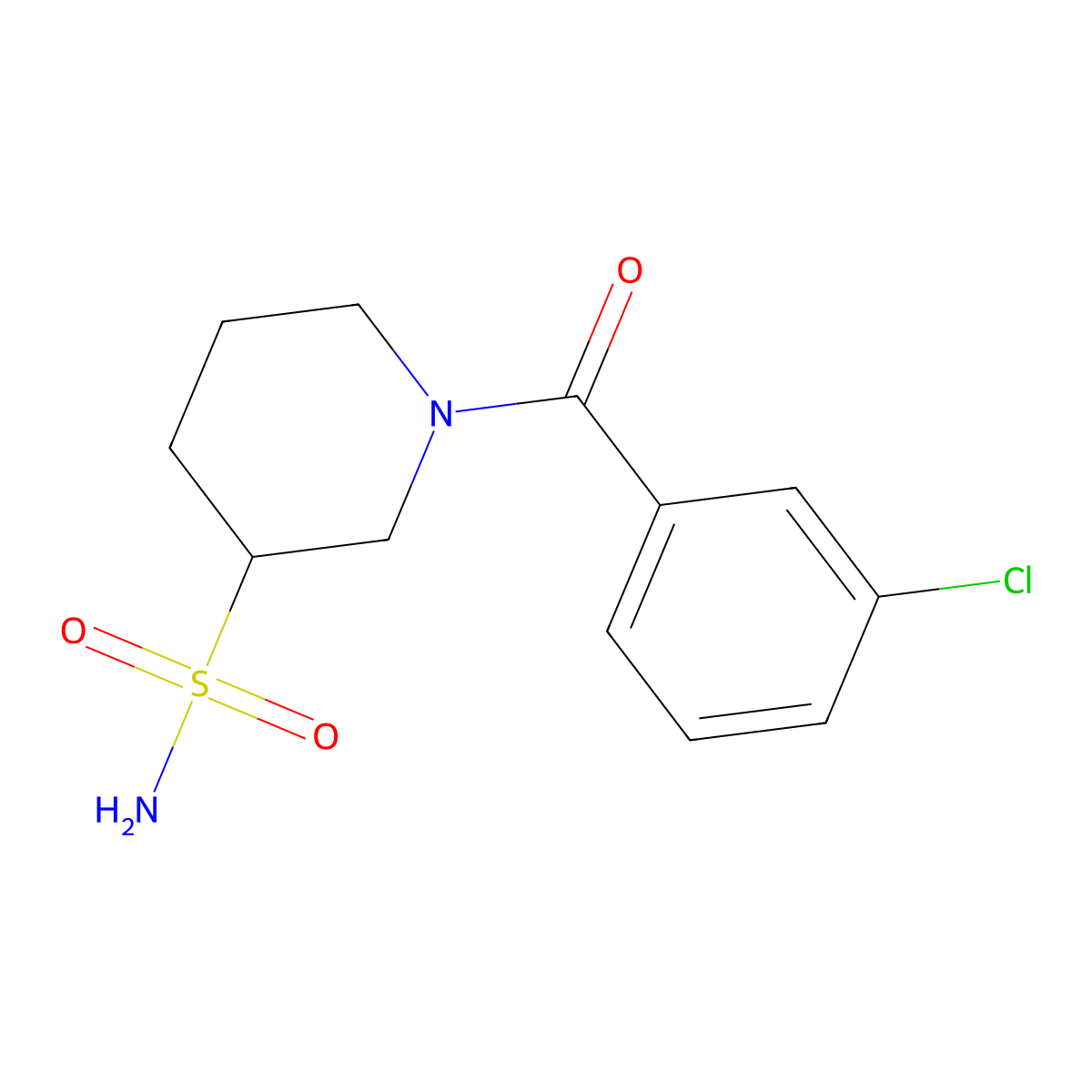 1-(3-Chlorobenzoyl)piperidine-3-sulfonamide molecular structure, CAS 1308368-09-3