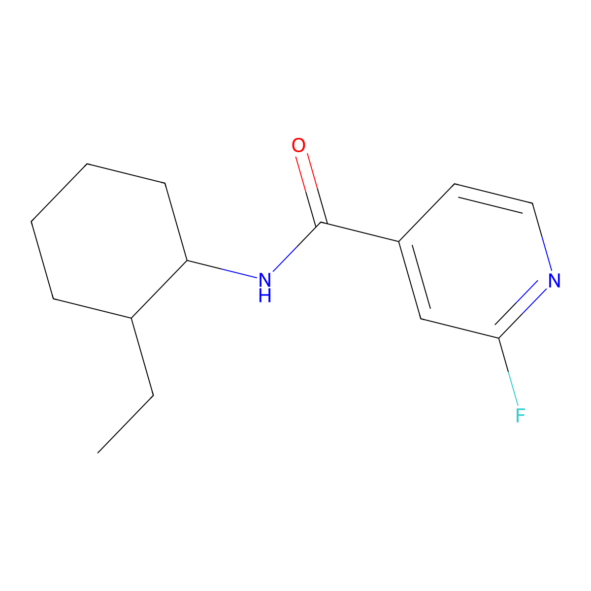N-(2-ethylcyclohexyl)-2-fluoropyridine-4-carboxamide molecular structure, CAS 1308368-28-6