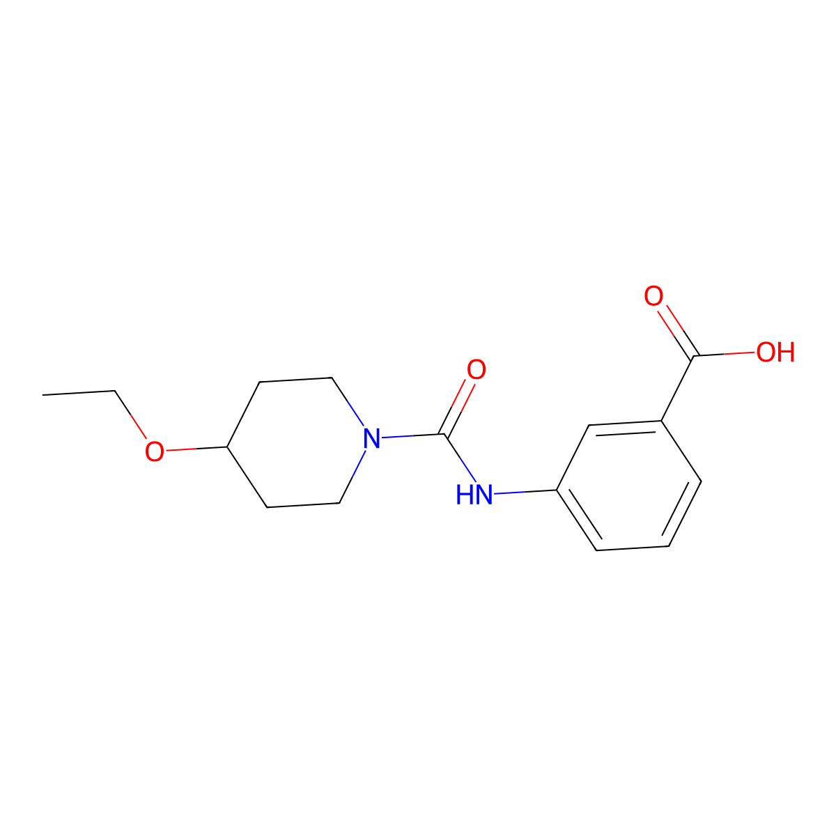 3-[(4-Ethoxypiperidine-1-carbonyl)amino]benzoic acid molecular structure, CAS 1308369-45-0