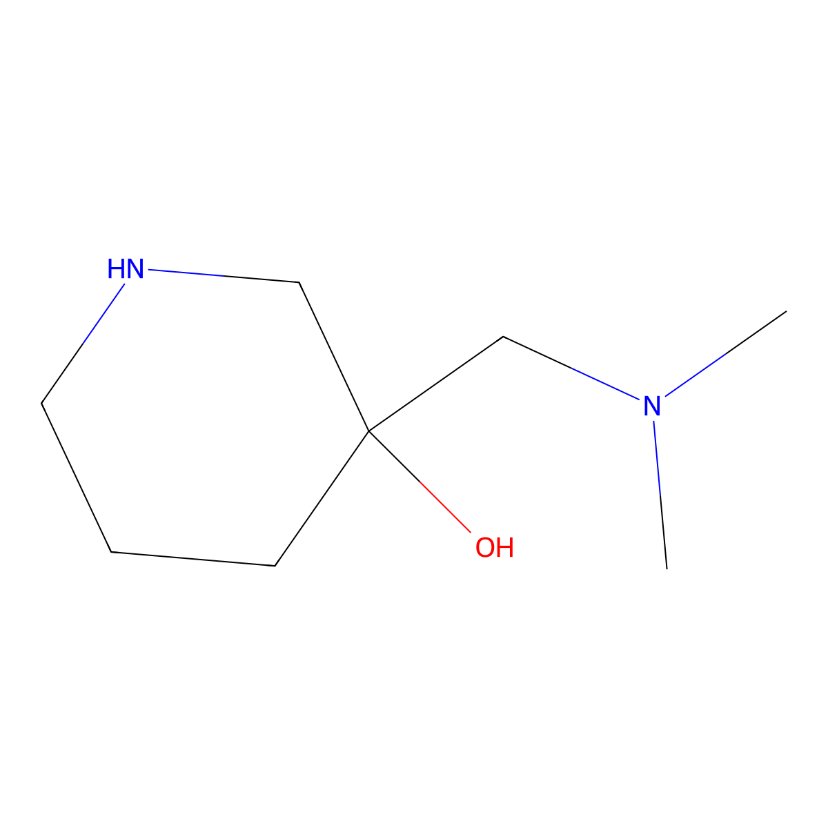 3-((Dimethylamino)methyl)piperidin-3-ol molecular structure, CAS 1308384-25-9