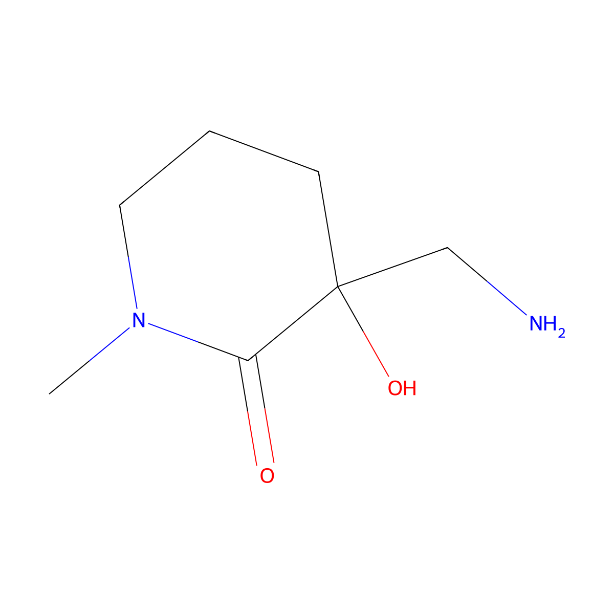 3-(Aminomethyl)-3-hydroxy-1-methyl-2-piperidinone molecular structure, CAS 1308384-27-1