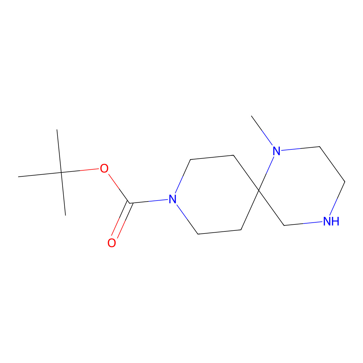 Tert-butyl 1-methyl-1,4,9-triazaspiro[5.5]undecane-9-carboxylate molecular structure, CAS 1308384-37-3