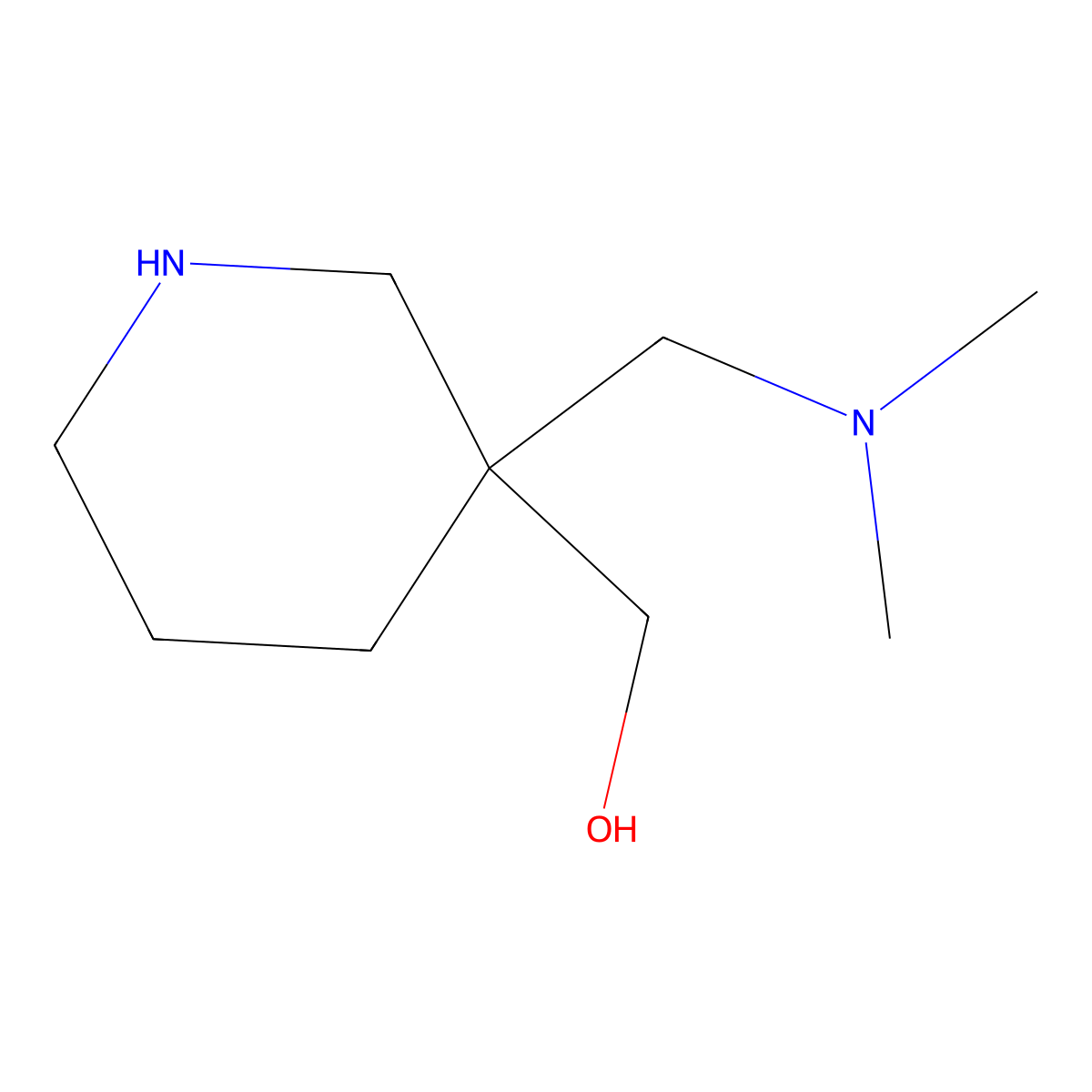 {3-[(Dimethylamino)methyl]-3-piperidinyl}methanol molecular structure, CAS 1308384-41-9