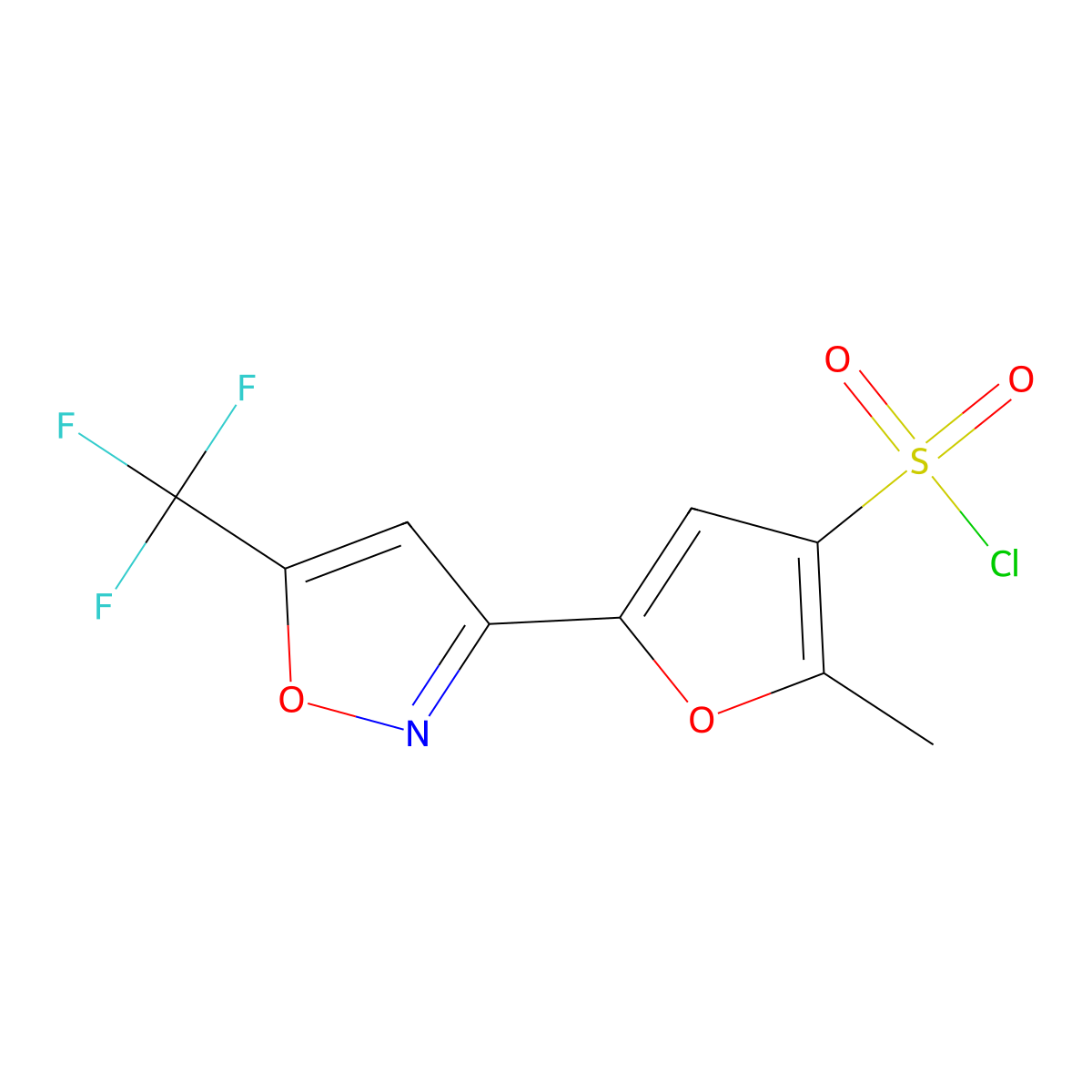 2-Methyl-5-(5-(Trifluoromethyl)-3-Isoxazolyl)-3-Furansulfonyl Chloride molecular structure, CAS 1308384-42-0