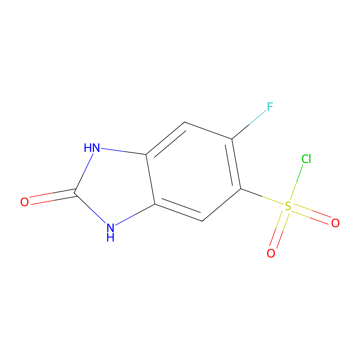 6-fluoro-2-oxo-2,3-dihydro-1H-benzimidazole-5-sulfonyl chloride molecular structure, CAS 1308384-43-1