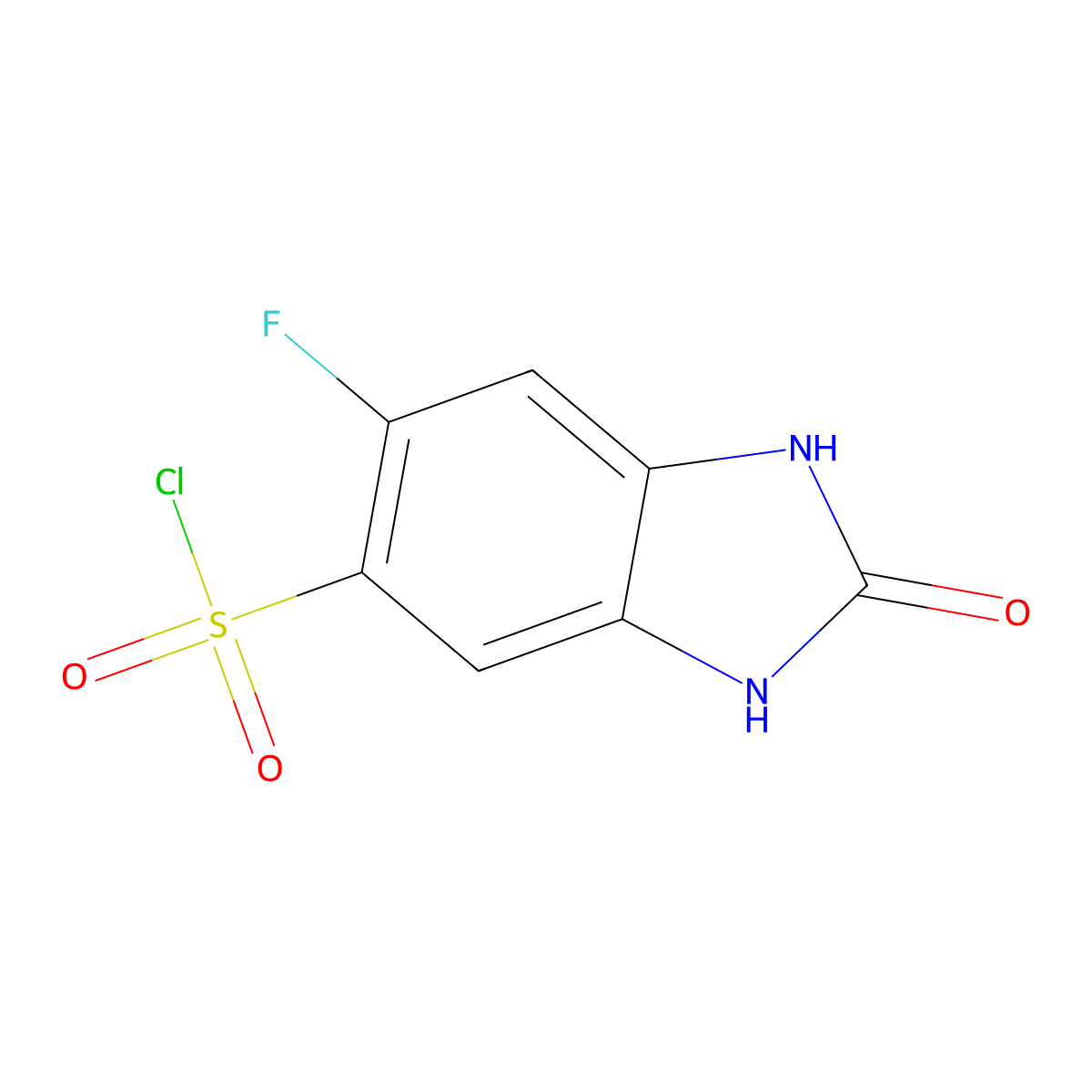 6-fluoro-2-oxo-2,3-dihydro-1H-benzimidazole-5-sulfonyl chloride molecular structure, CAS 1308384-43-1