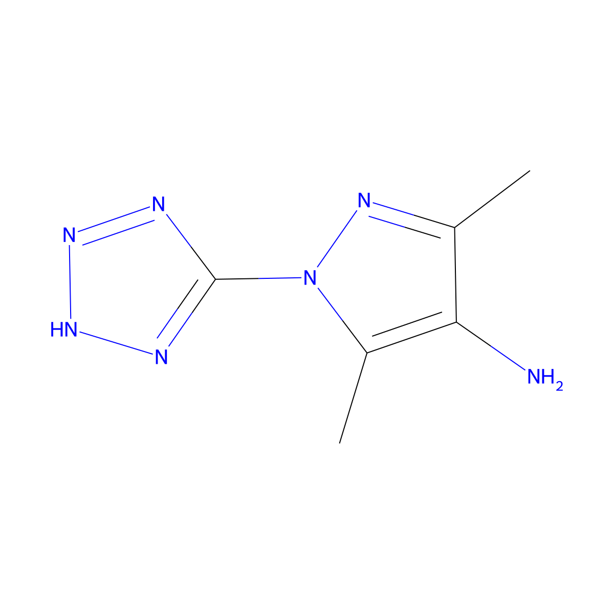 3,5-dimethyl-1-(1H-tetrazol-5-yl)-1H-pyrazol-4-amine molecular structure, CAS 1308384-52-2