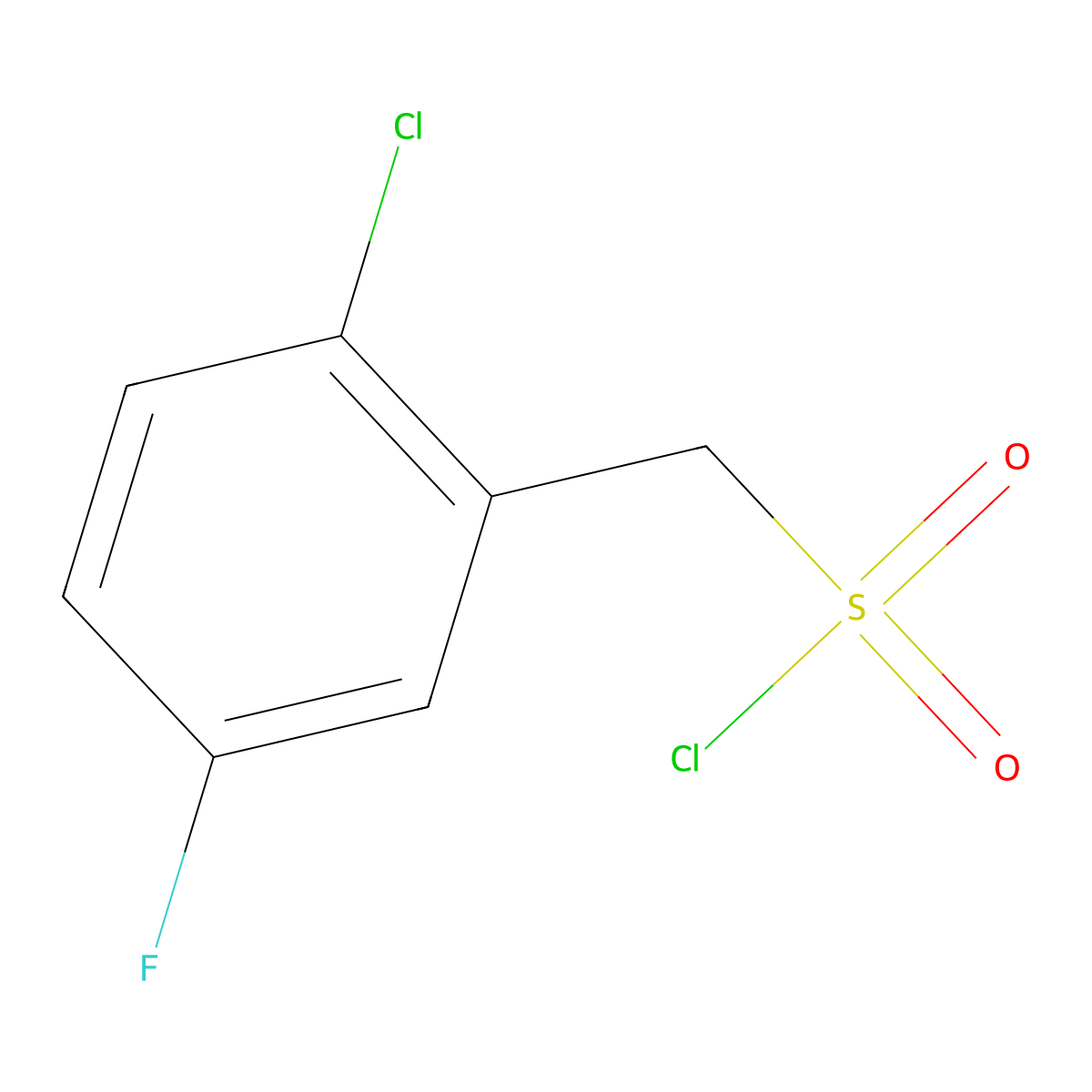 (2-Chloro-5-fluorophenyl)methanesulfonyl chloride molecular structure, CAS 1308384-59-9