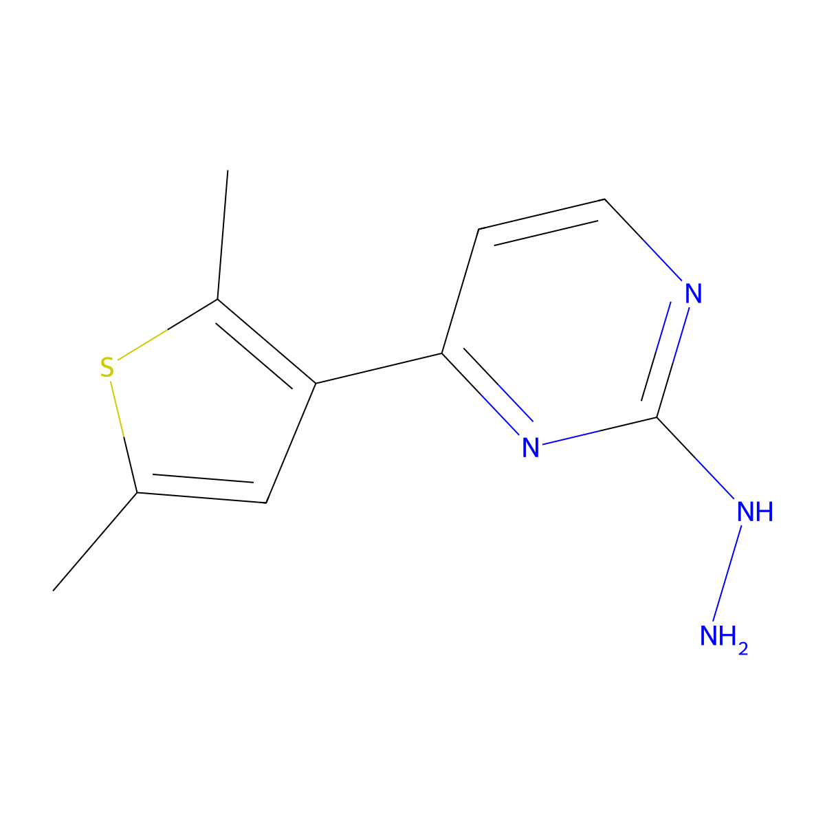 4-(2,5-Dimethyl-3-thienyl)-2-hydrazinopyrimidine molecular structure, CAS 1308384-61-3