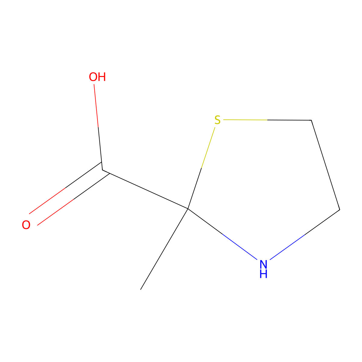 2-Methyl-1,3-thiazolidine-2-carboxylic acid molecular structure, CAS 13084-13-4
