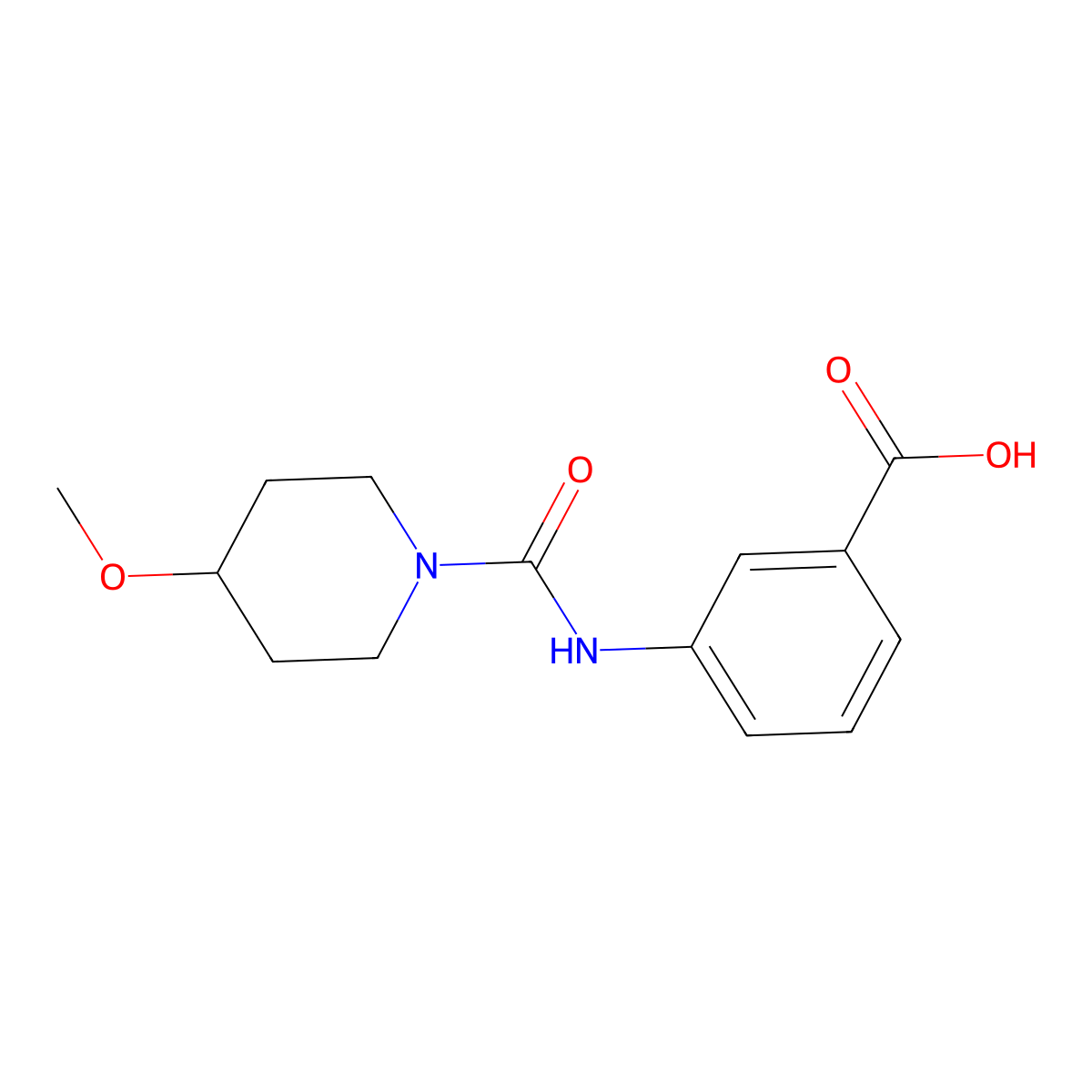 3-[(4-Methoxypiperidine-1-carbonyl)amino]benzoic acid molecular structure, CAS 1308435-52-0
