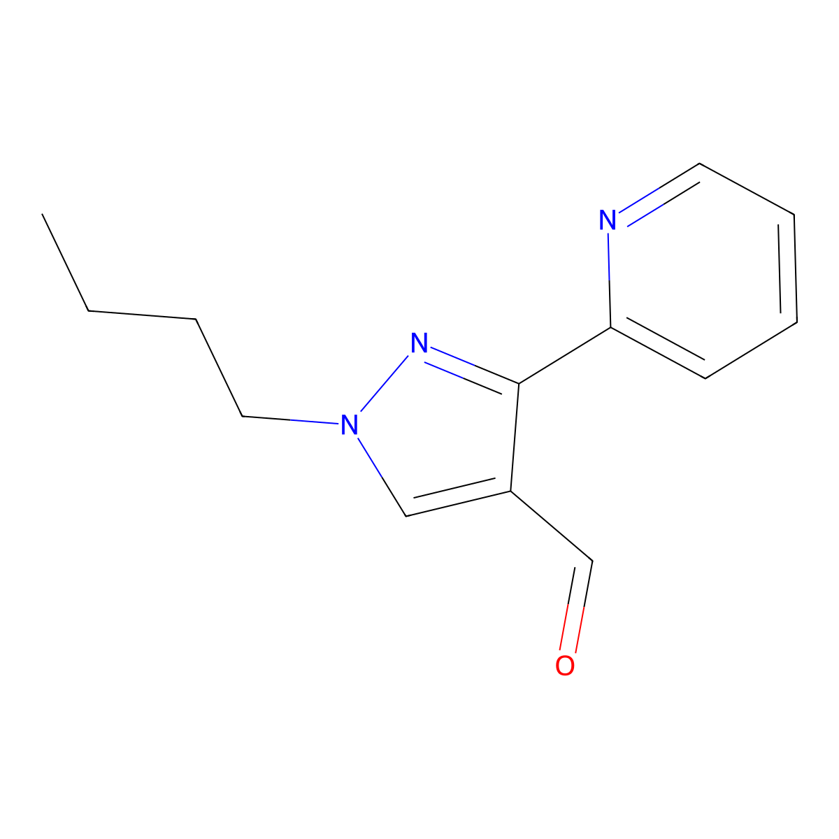 1-butyl-3-(pyridin-2-yl)-1H-pyrazole-4-carbaldehyde molecular structure, CAS 1308436-29-4