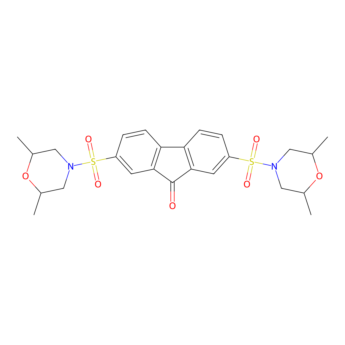 2,7-Bis[(2,6-dimethylmorpholin-4-yl)sulfonyl]fluoren-9-one molecular structure, CAS 130848-02-1