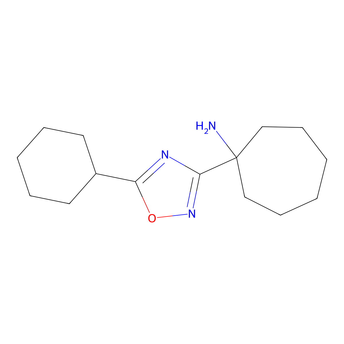 1-(5-Cyclohexyl-1,2,4-oxadiazol-3-yl)cycloheptan-1-amine molecular structure, CAS 1308493-57-3