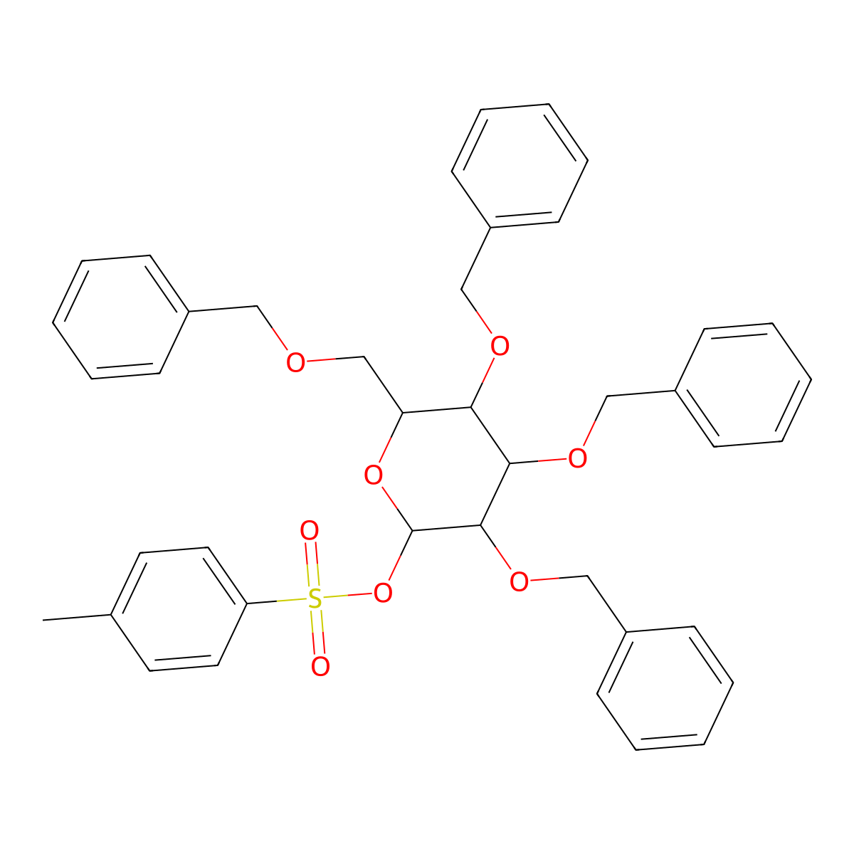 (3R,4S,5R,6R)-3,4,5-tris(benzyloxy)-6-[(benzyloxy)methyl]oxan-2-yl 4-methylbenzene-1-sulfonate molecular structure, CAS 130852-74-3