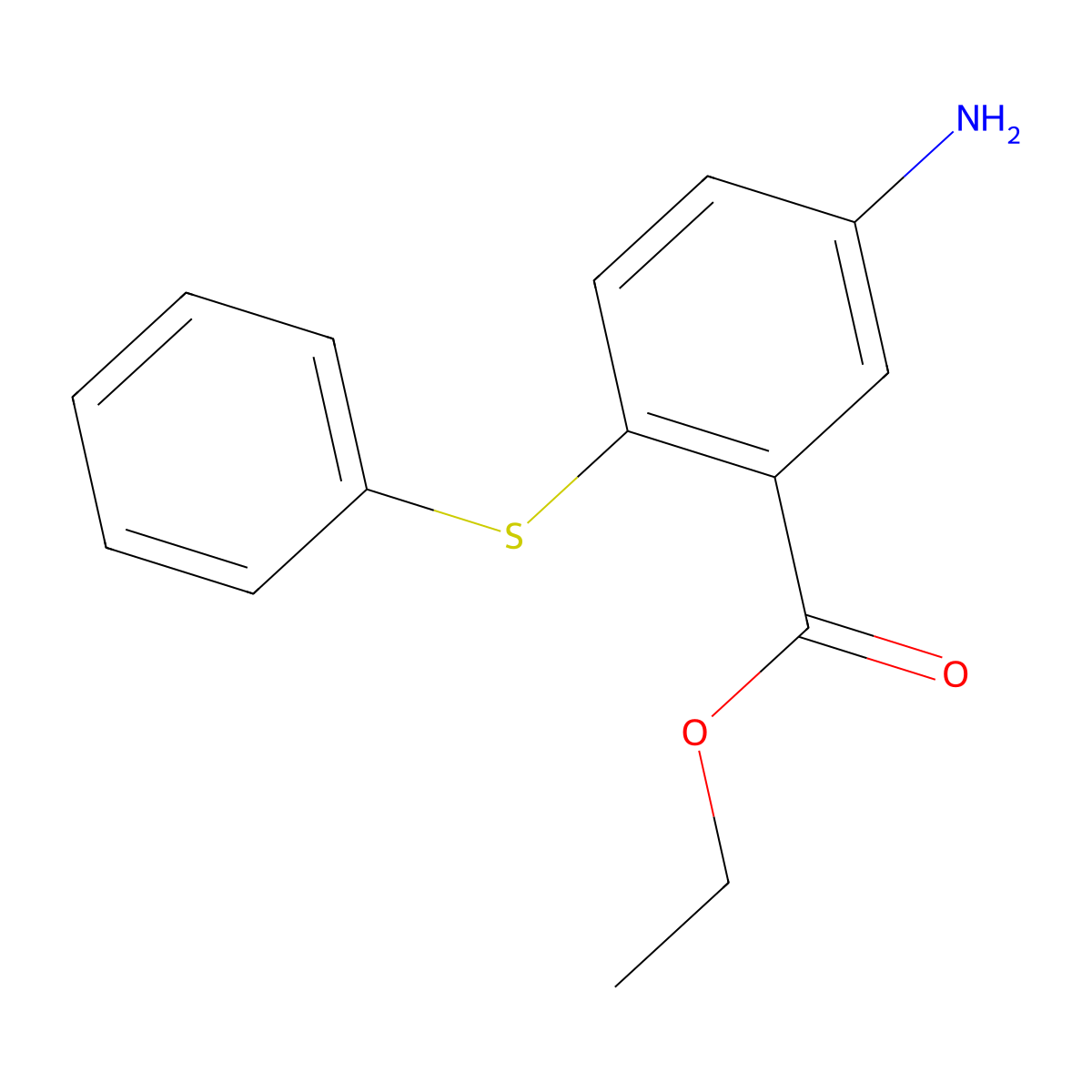 Ethyl 5-amino-2-(phenylsulfanyl)benzoate molecular structure, CAS 1308601-26-4