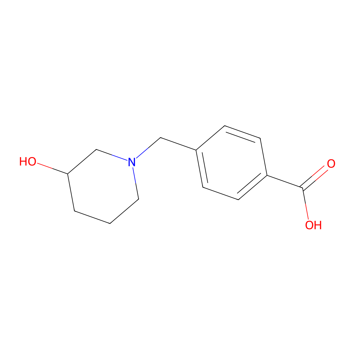 4-[(3-Hydroxypiperidin-1-yl)methyl]benzoic acid molecular structure, CAS 1308630-85-4