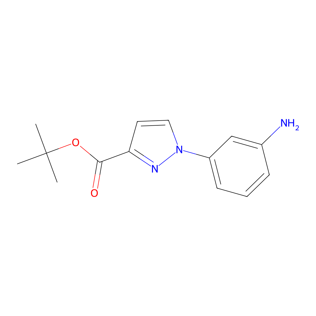 tert-butyl 1-(3-aminophenyl)-1H-pyrazole-3-carboxylate molecular structure, CAS 1308635-72-4