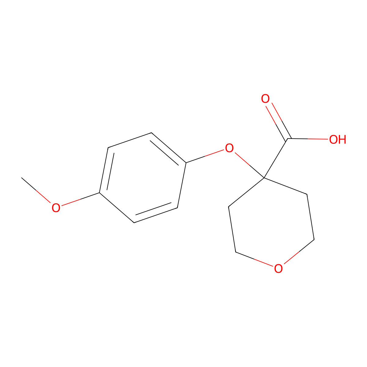 4-(4-methoxyphenoxy)tetrahydro-2H-pyran-4-carboxylic acid molecular structure, CAS 1308645-48-8
