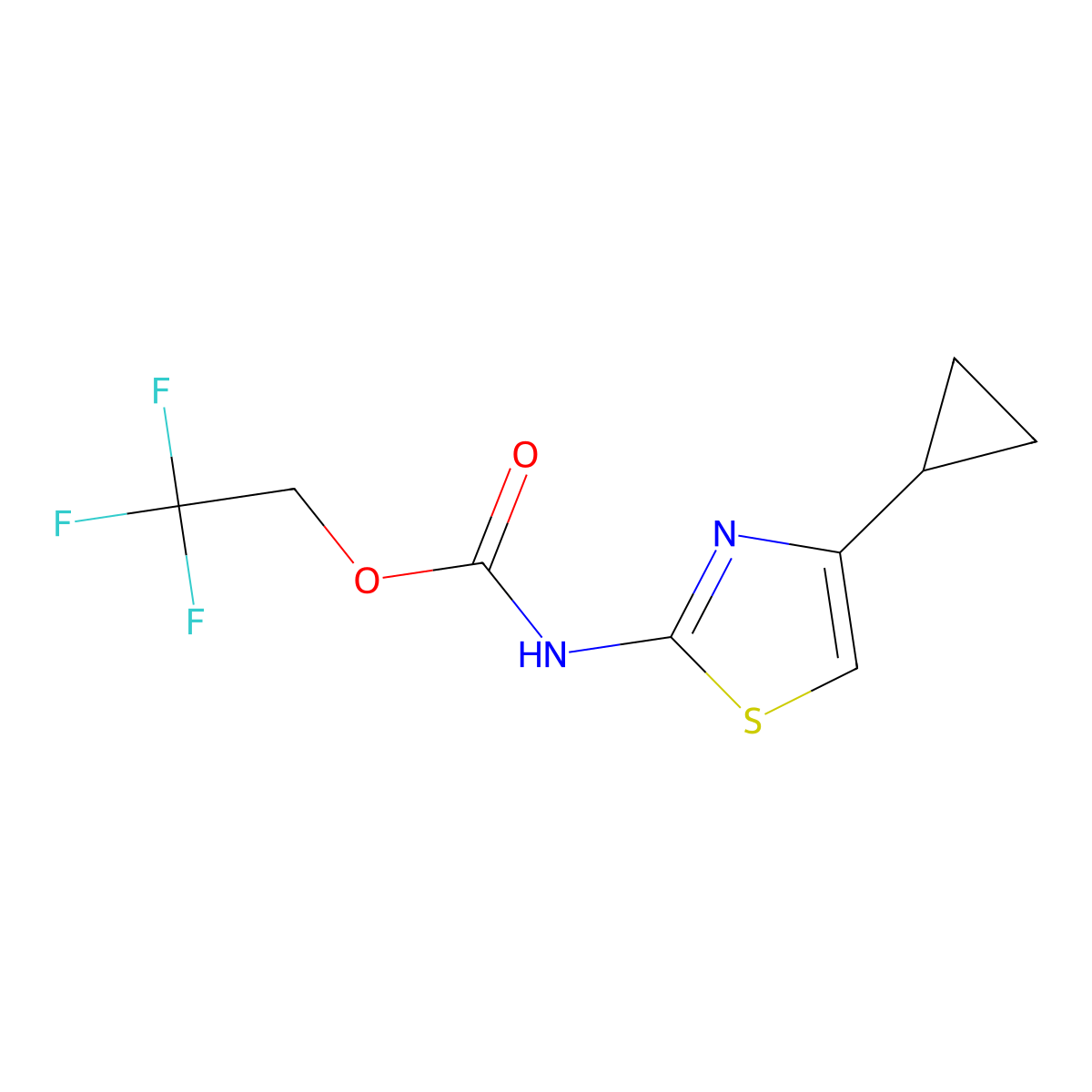 2,2,2-trifluoroethyl N-(4-cyclopropyl-1,3-thiazol-2-yl)carbamate molecular structure, CAS 1308646-37-8