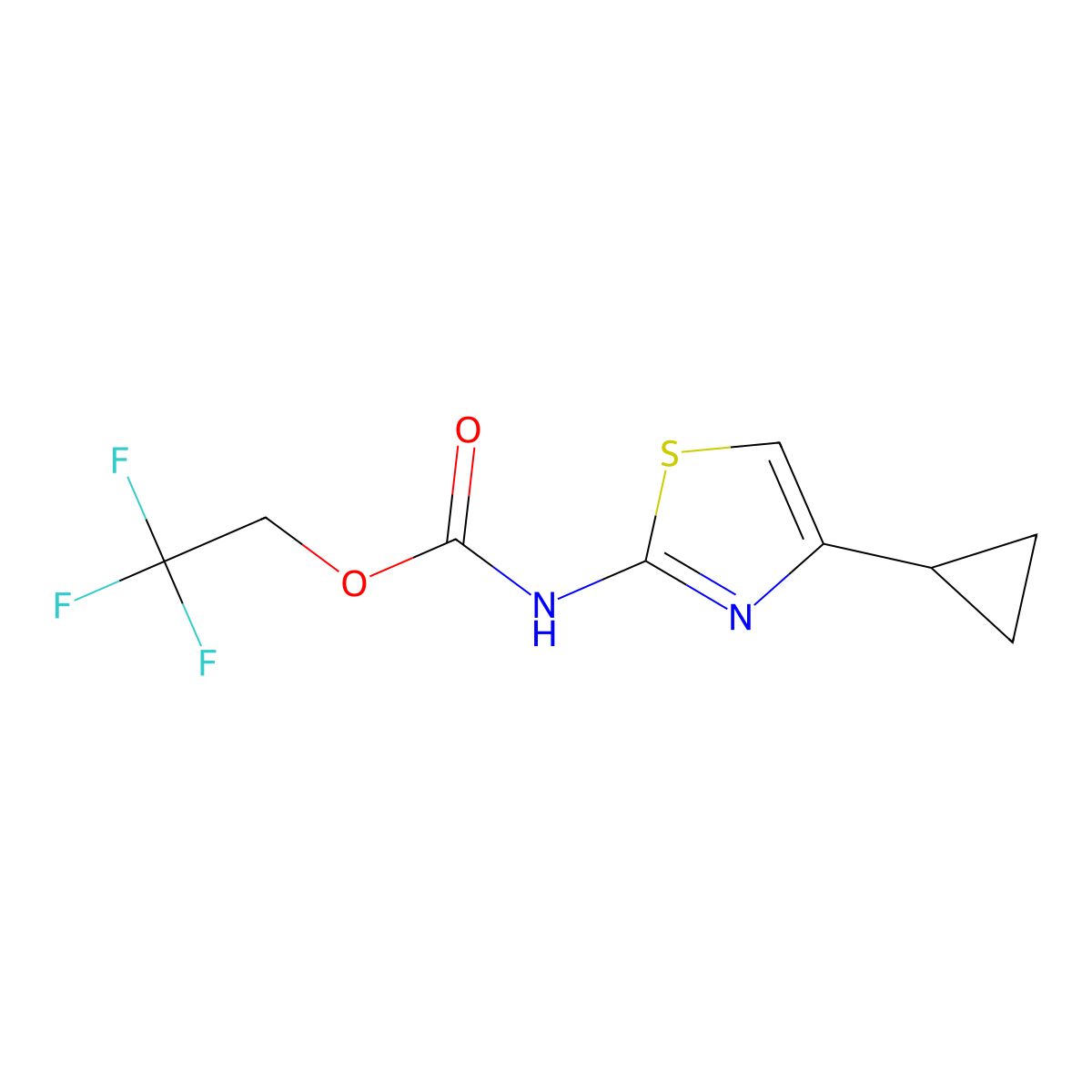 2,2,2-trifluoroethyl N-(4-cyclopropyl-1,3-thiazol-2-yl)carbamate molecular structure, CAS 1308646-37-8