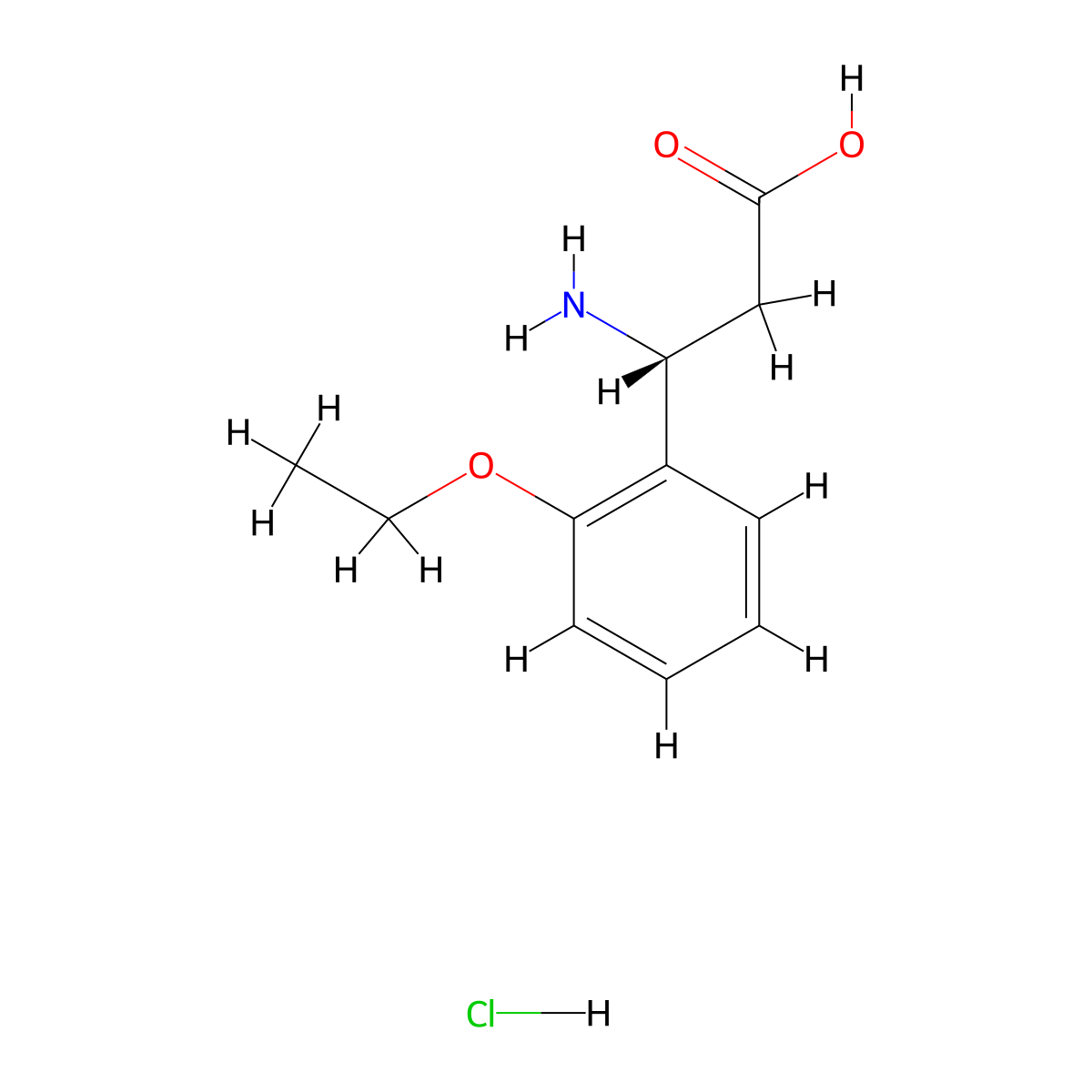 (3R)-3-amino-3-(2-ethoxyphenyl)propanoic acid hydrochloride molecular structure, CAS 1308646-52-7