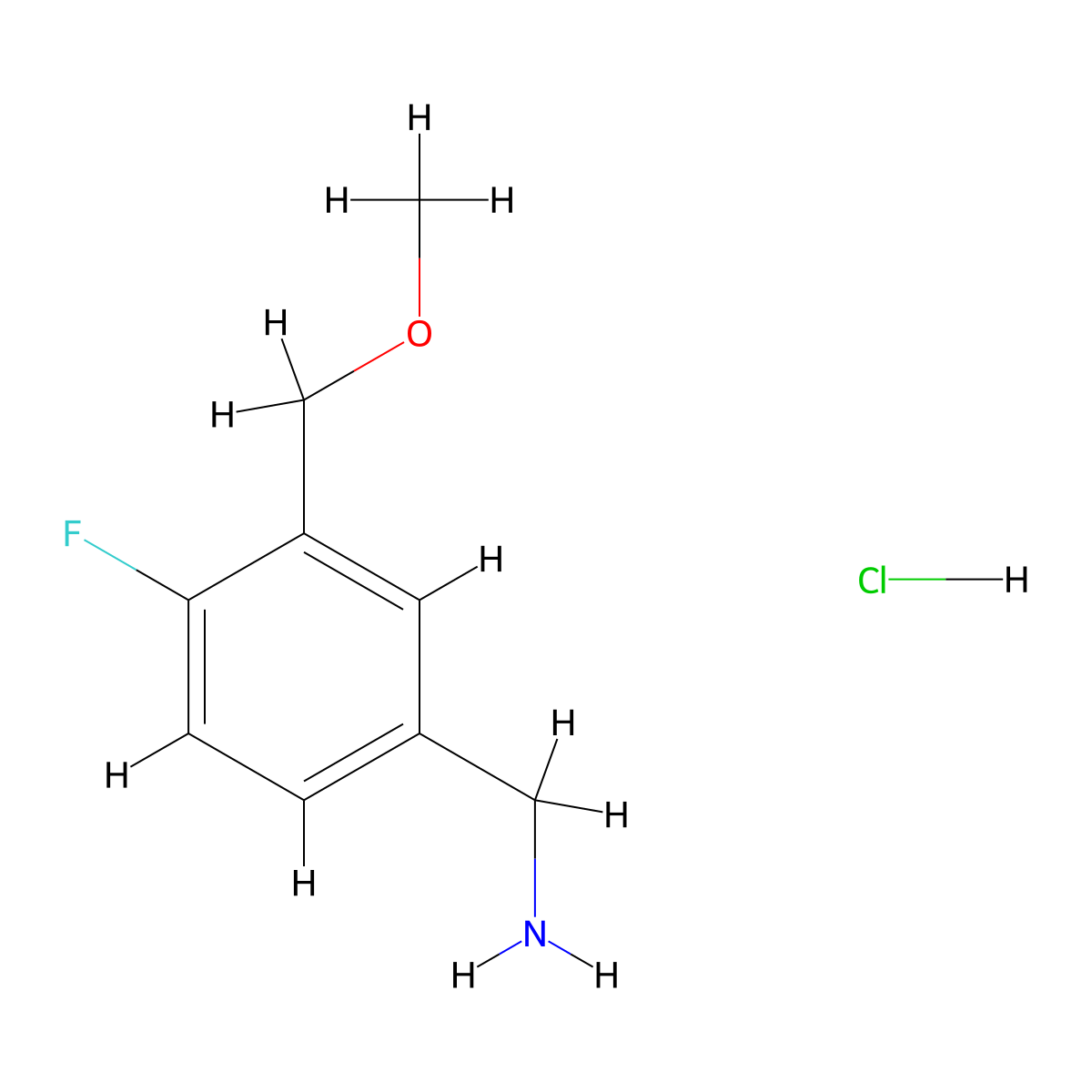 [4-Fluoro-3-(methoxymethyl)phenyl]methanamine hydrochloride molecular structure, CAS 1308646-58-3