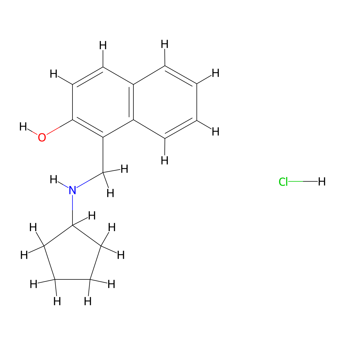 1-[(Cyclopentylamino)methyl]naphthalen-2-ol hydrochloride molecular structure, CAS 1308646-72-1