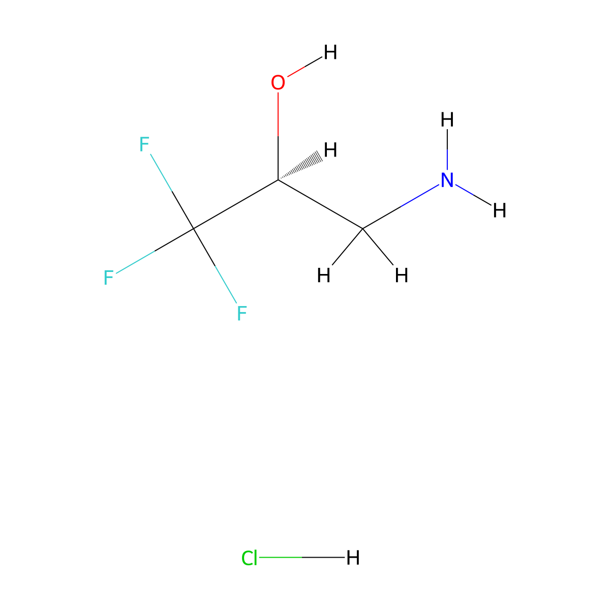 (2S)-3-amino-1,1,1-trifluoropropan-2-ol hydrochloride molecular structure, CAS 1308646-85-6