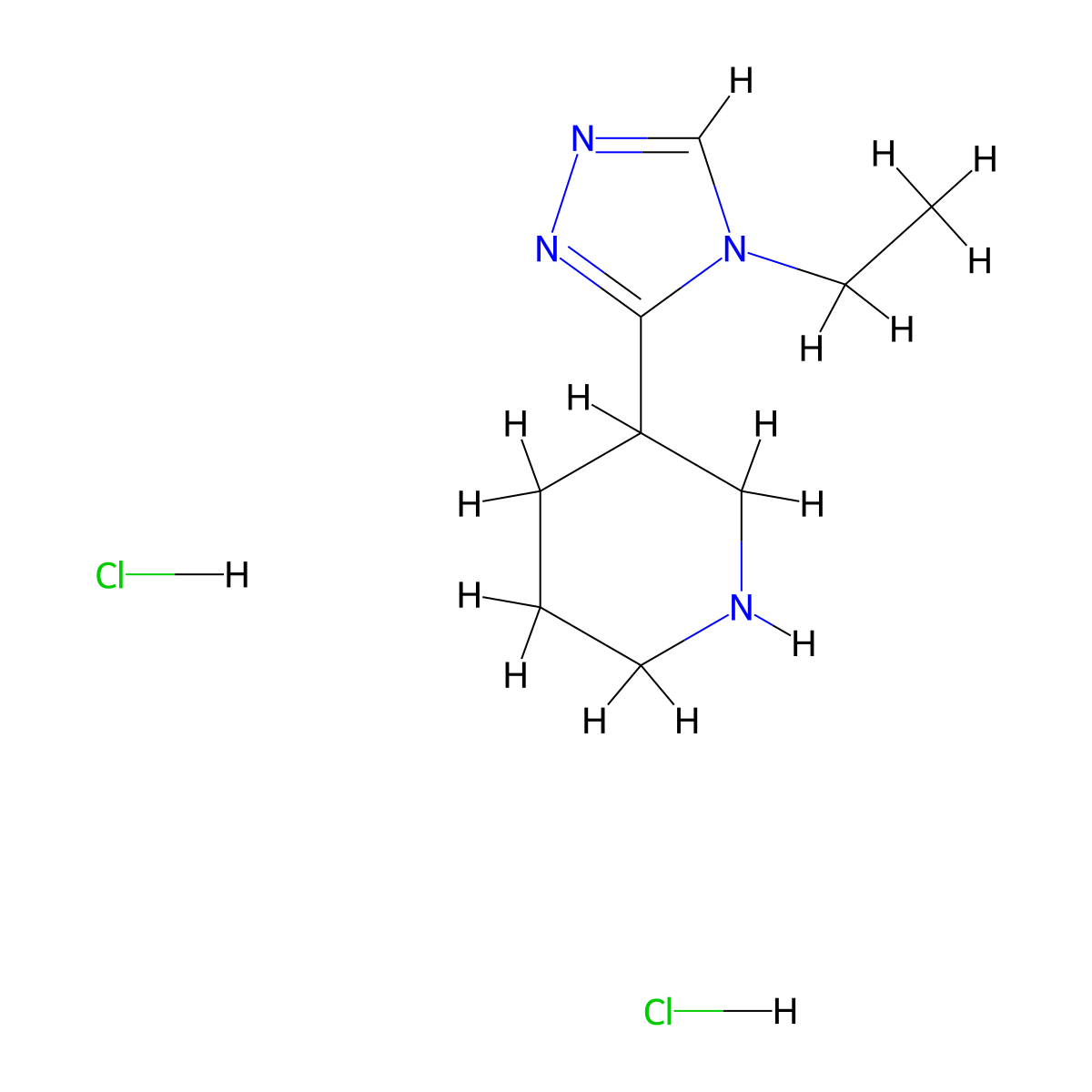 3-(4-ethyl-4H-1,2,4-triazol-3-yl)piperidine dihydrochloride molecular structure, CAS 1308647-41-7