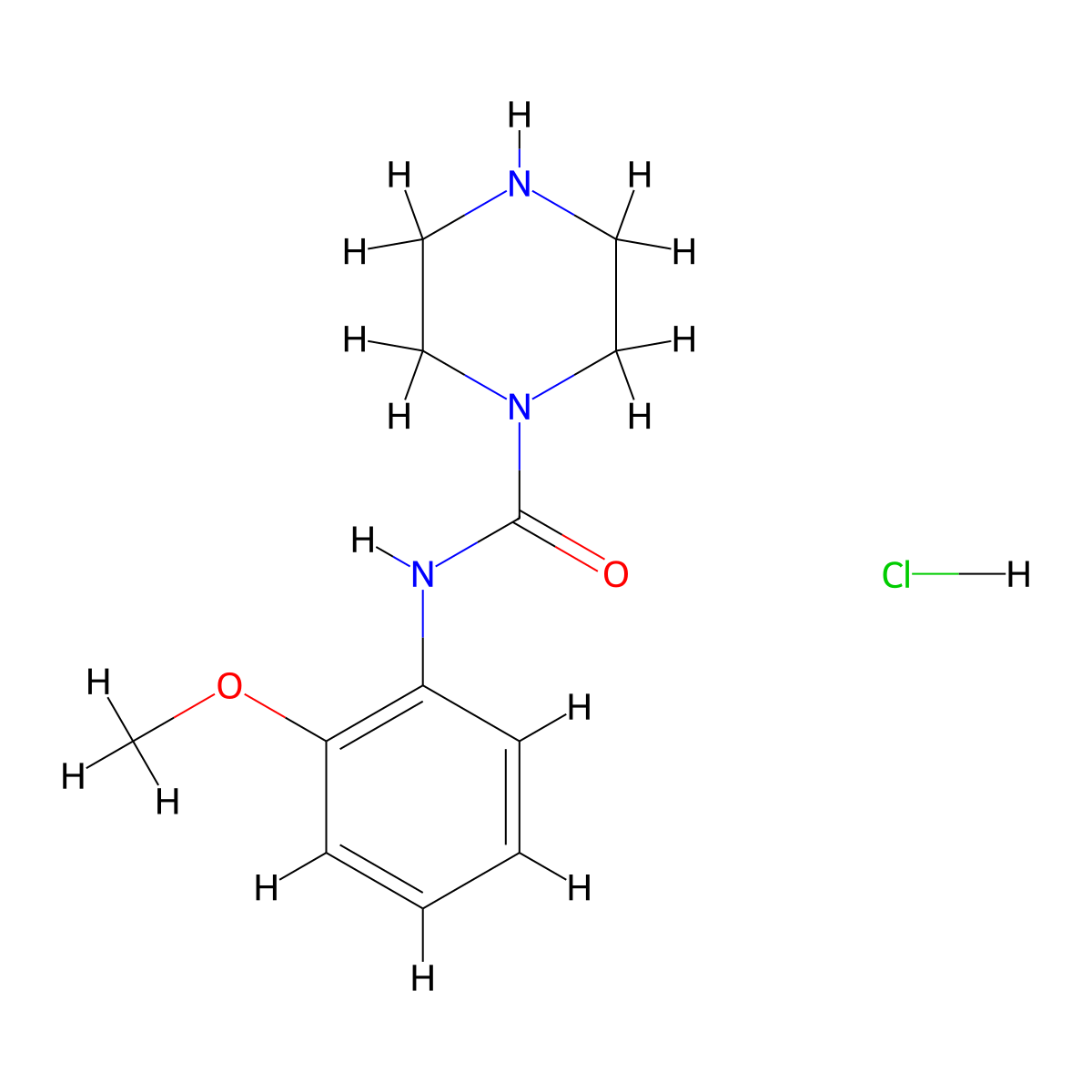N-(2-methoxyphenyl)piperazine-1-carboxamide hydrochloride molecular structure, CAS 1308647-68-8