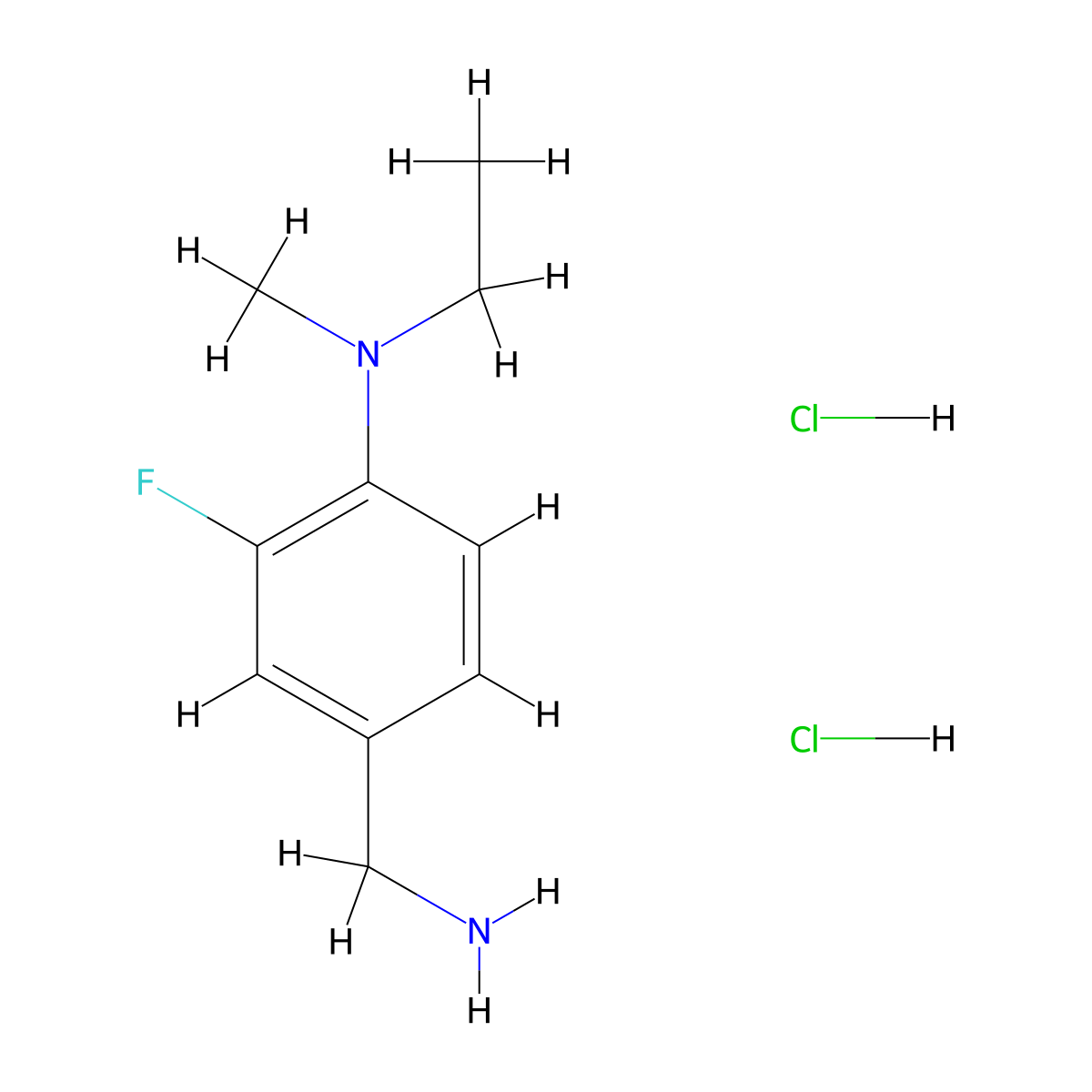 4-(aminomethyl)-N-ethyl-2-fluoro-N-methylaniline dihydrochloride molecular structure, CAS 1308647-75-7