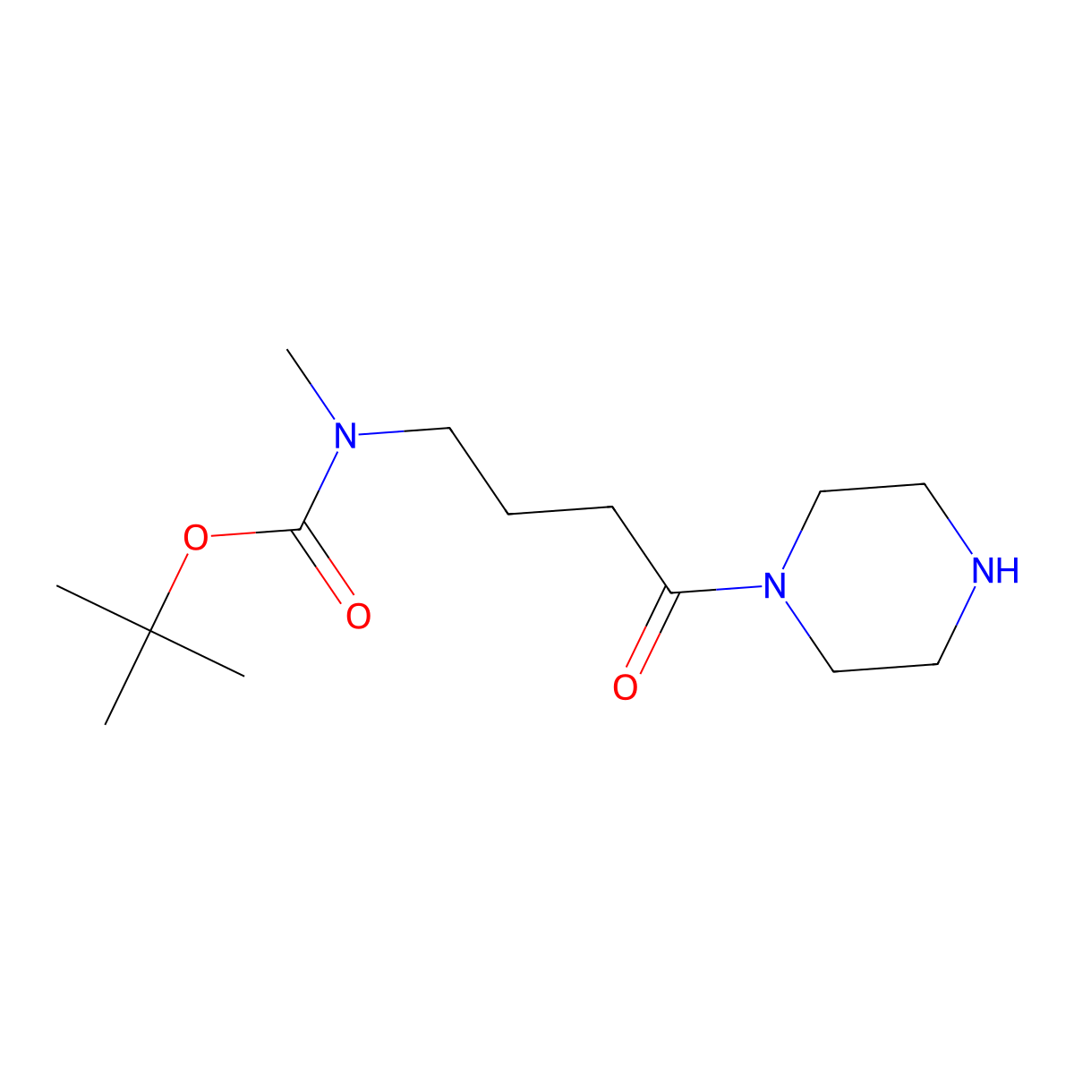 tert-butyl N-methyl-N-[4-oxo-4-(piperazin-1-yl)butyl]carbamate molecular structure, CAS 1308648-27-2