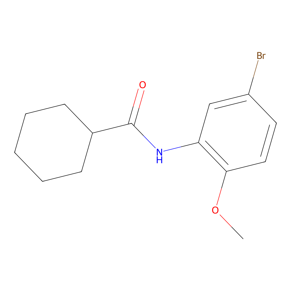 Cyclohexanecarboxamide, N-(5-bromo-2-methoxyphenyl)- molecular structure, CAS 1308649-28-6