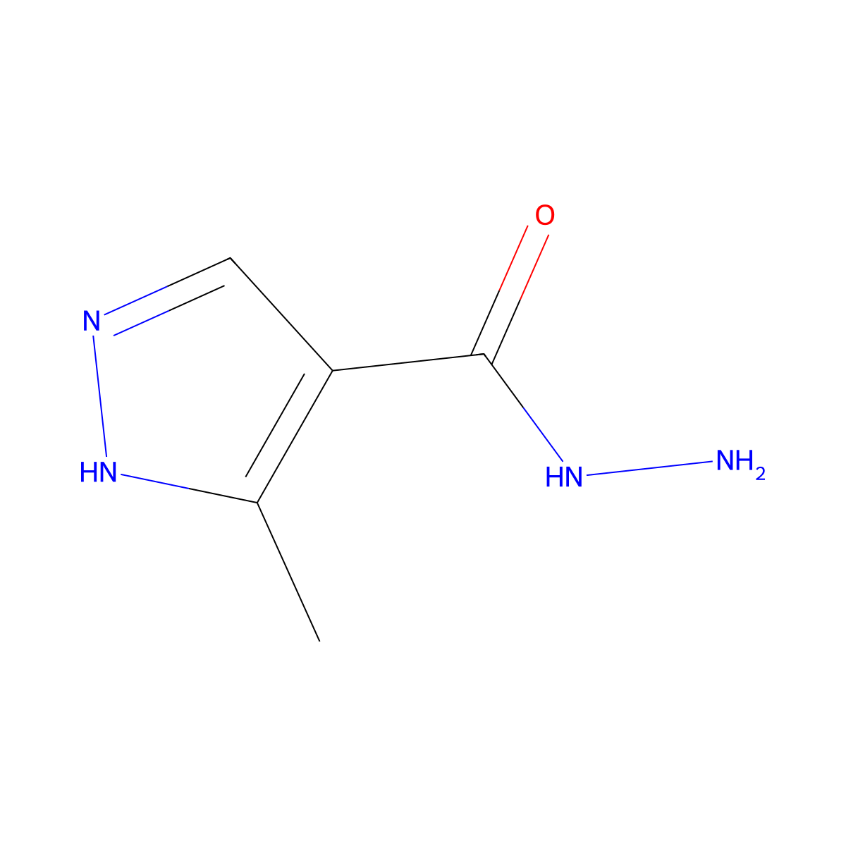 3-methyl-1H-pyrazole-4-carbohydrazide molecular structure, CAS 1308650-19-2